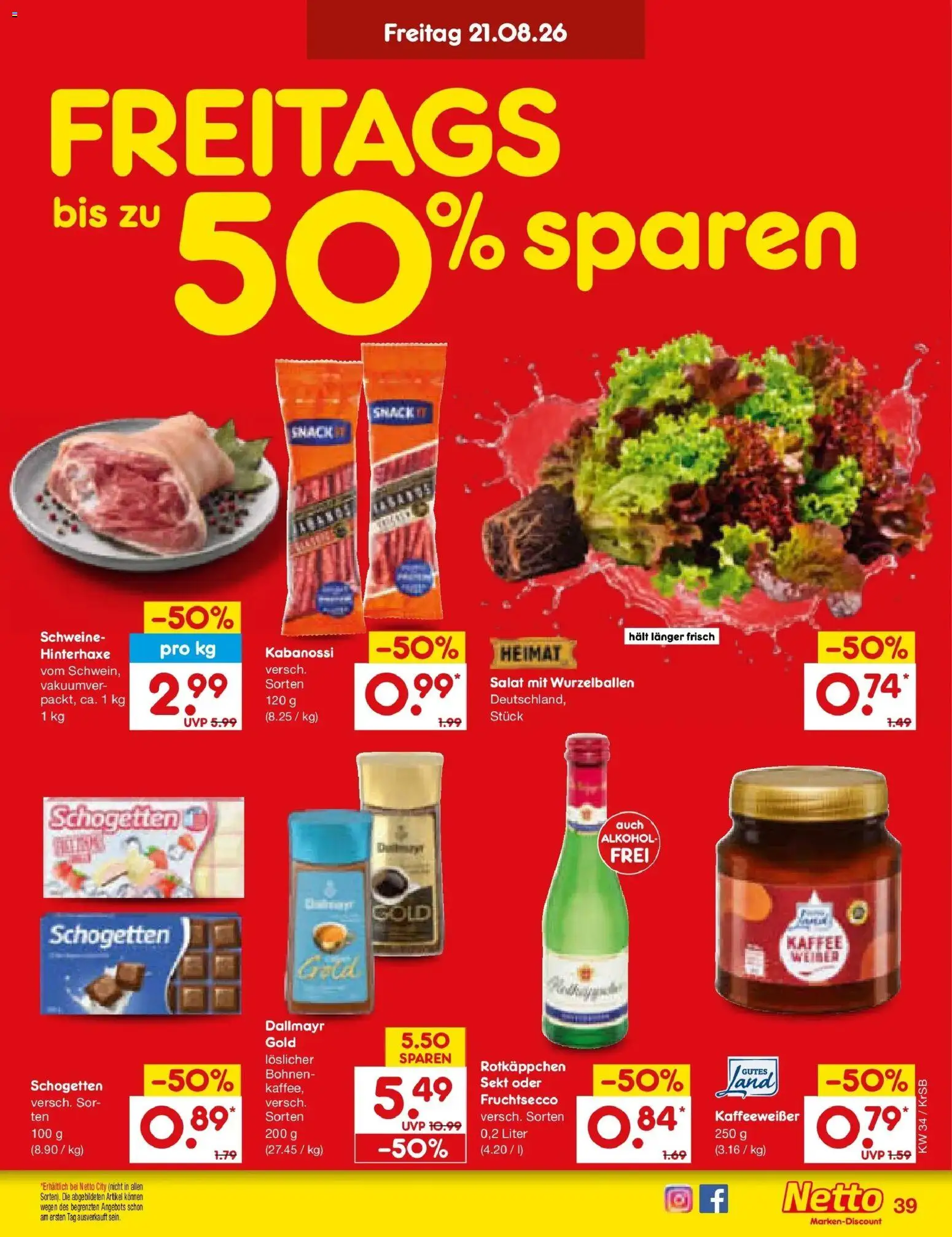 Netto Marken-Discount Prospekt Jüchen – gültig ab 17.08.2026 | Seite: 61 | Produkte: Fruchtsecco, Alkohol, Rotkäppchen, Salat