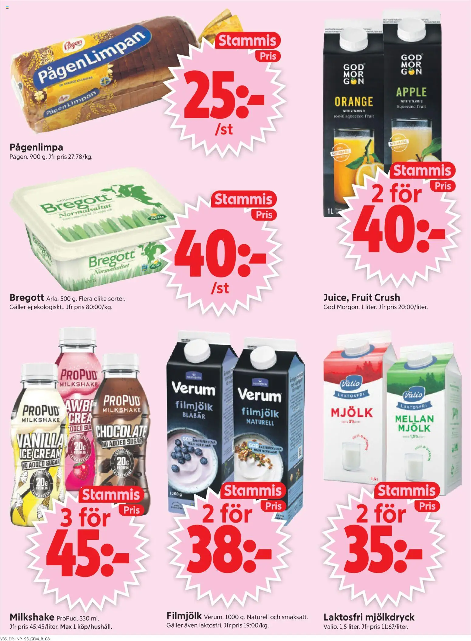 ICA Supermarket reklamblad aktuell från 24/08/2026 | Sida: 8 | Produkter: Bregott, Mjölk, Äpple, Blåbär