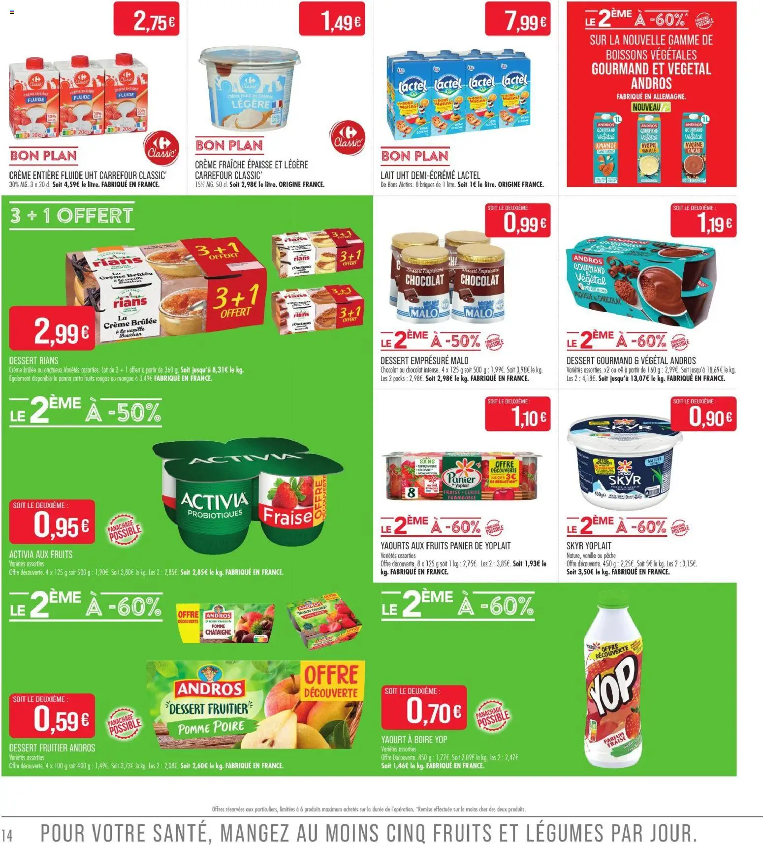 {H1} | Page: 14 | Produits: Panier de Yoplait, Probiotiques, Mousse, Chocolat