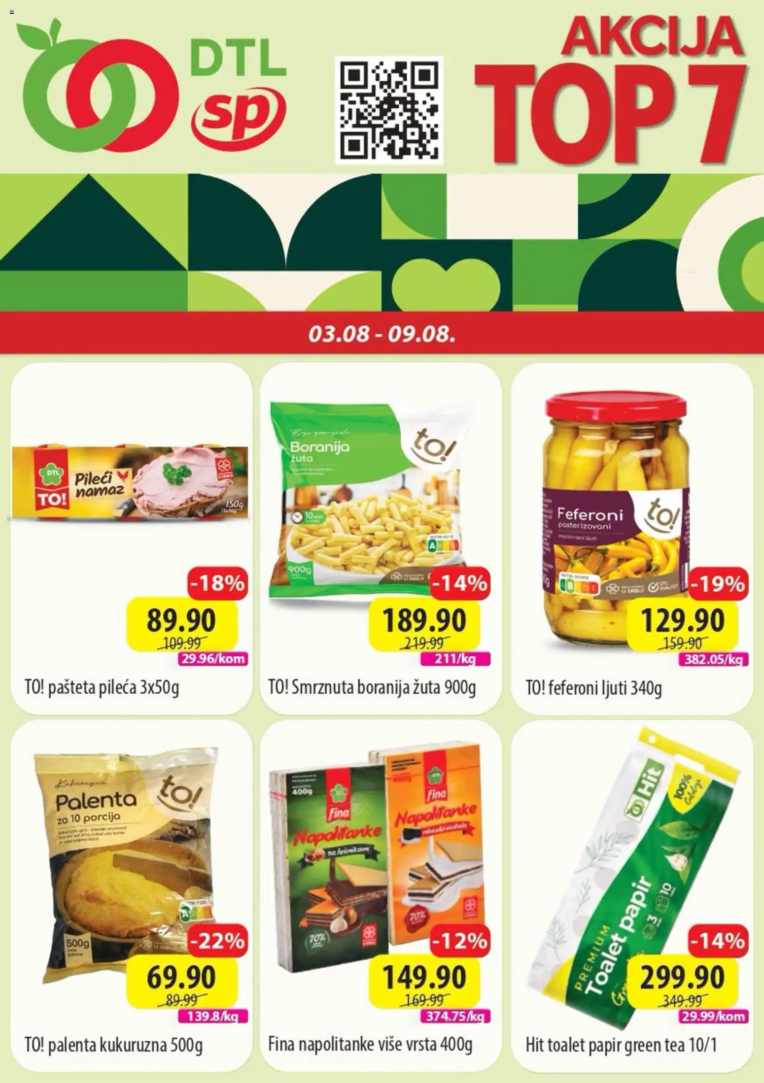 Senta Promet katalog - važi od 03.08.2026 | Strana: 1 | Proizvode: Boranija, Napolitanke, Feferoni, Pašteta