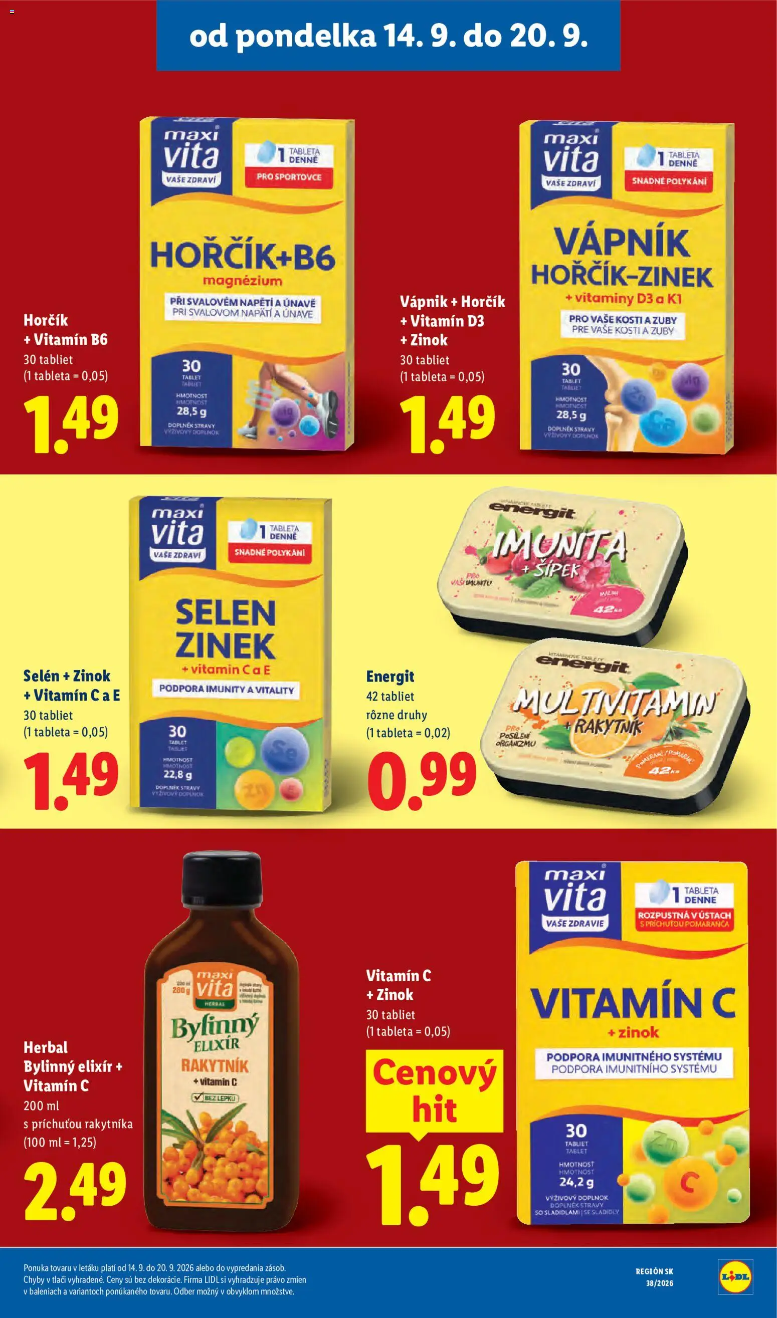 Nové Lidl akcie – leták je platný od 14.09.2026 | Strana: 35 | Produkty: Tablet, Multivitamín