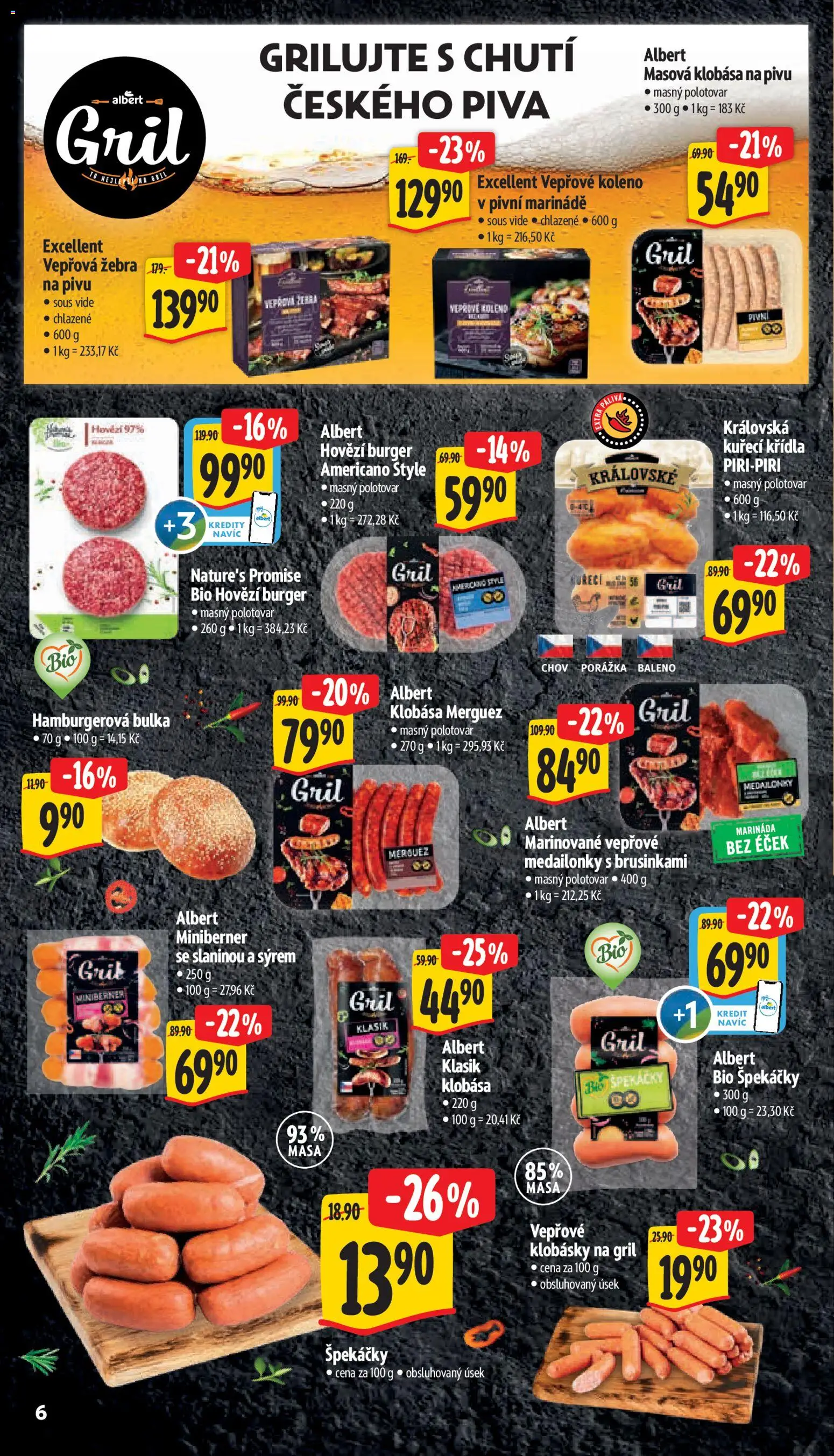 Albert leták - Supermarket od 20.05.2026 | Strana: 14 | Produkty: Hovězí, Klobása, Kuřecí Křídla, Marináda