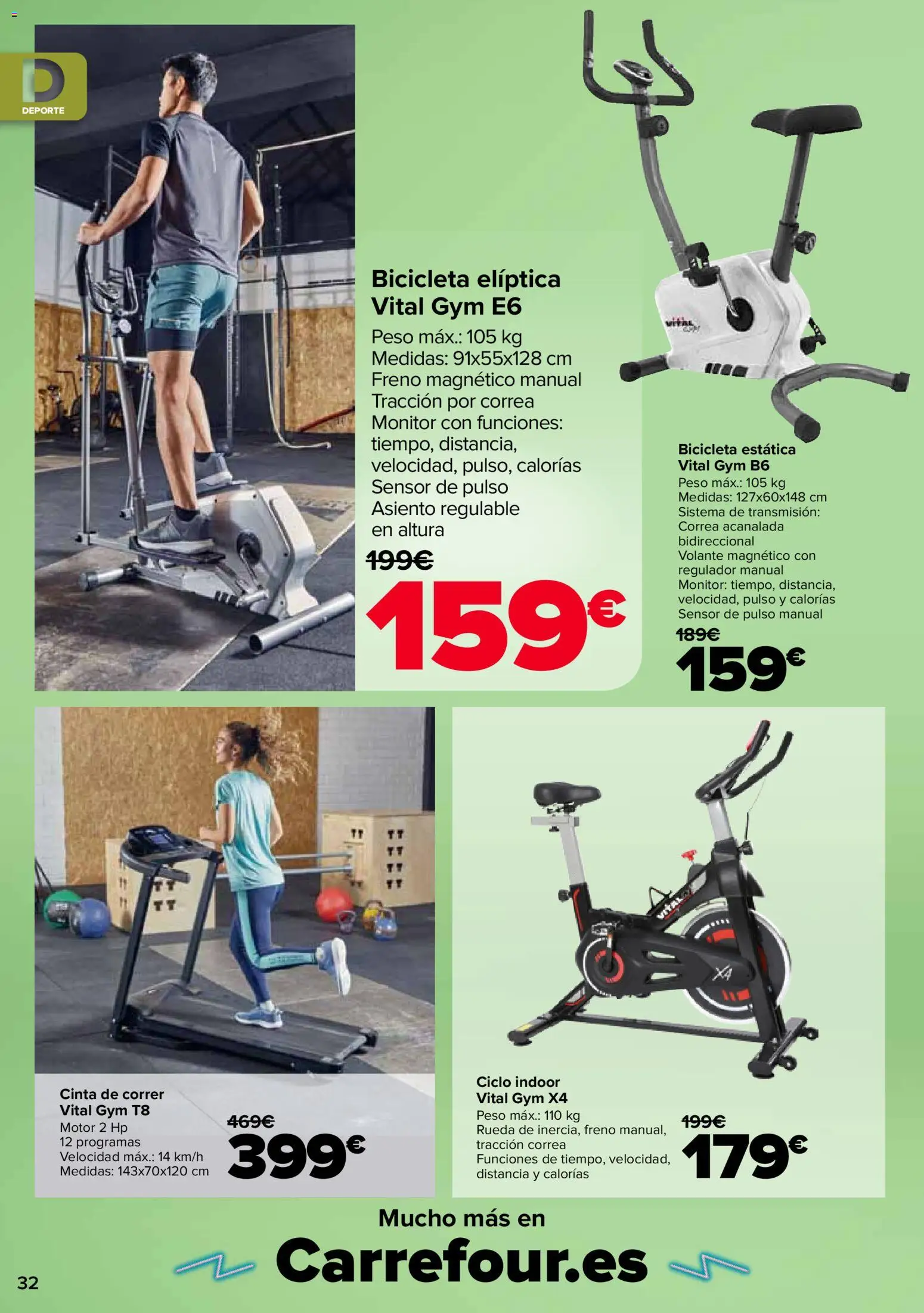Carrefour Jeans │ válido desde el 27/08/2026 | Página: 32 | Productos: Bicicleta, Monitor, Peso, Cinta de correr