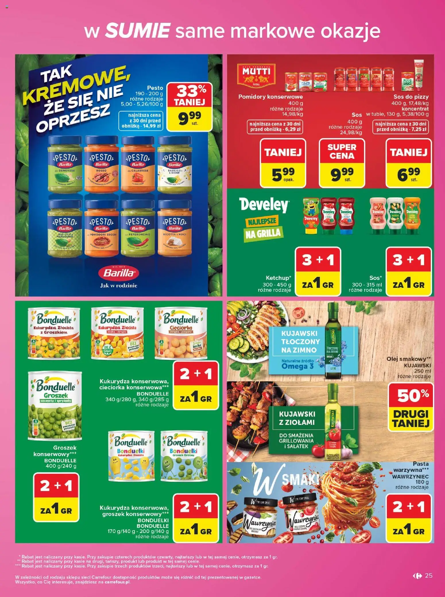 Carrefour gazetka - Same markowe okazje od 03.08.2026 | Strona: 25 | Produkty: Groszek, Kukurydza, Pesto, Pomidory