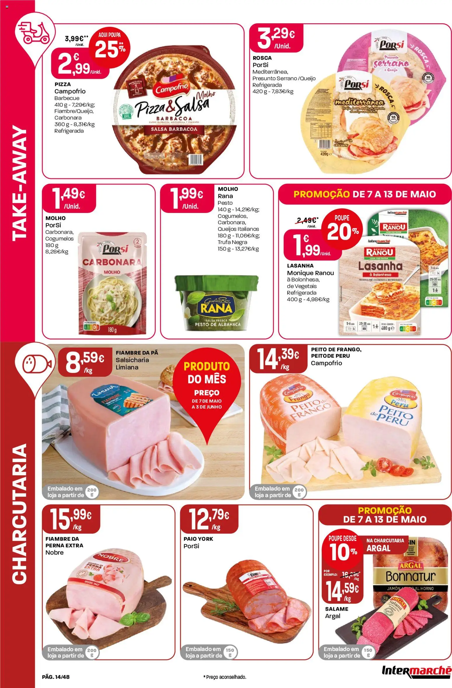 Intermarché folheto │ válido de 07.05.2026 | Página: 14 | Produtos: Lasanha, Salame, Carne, Pá