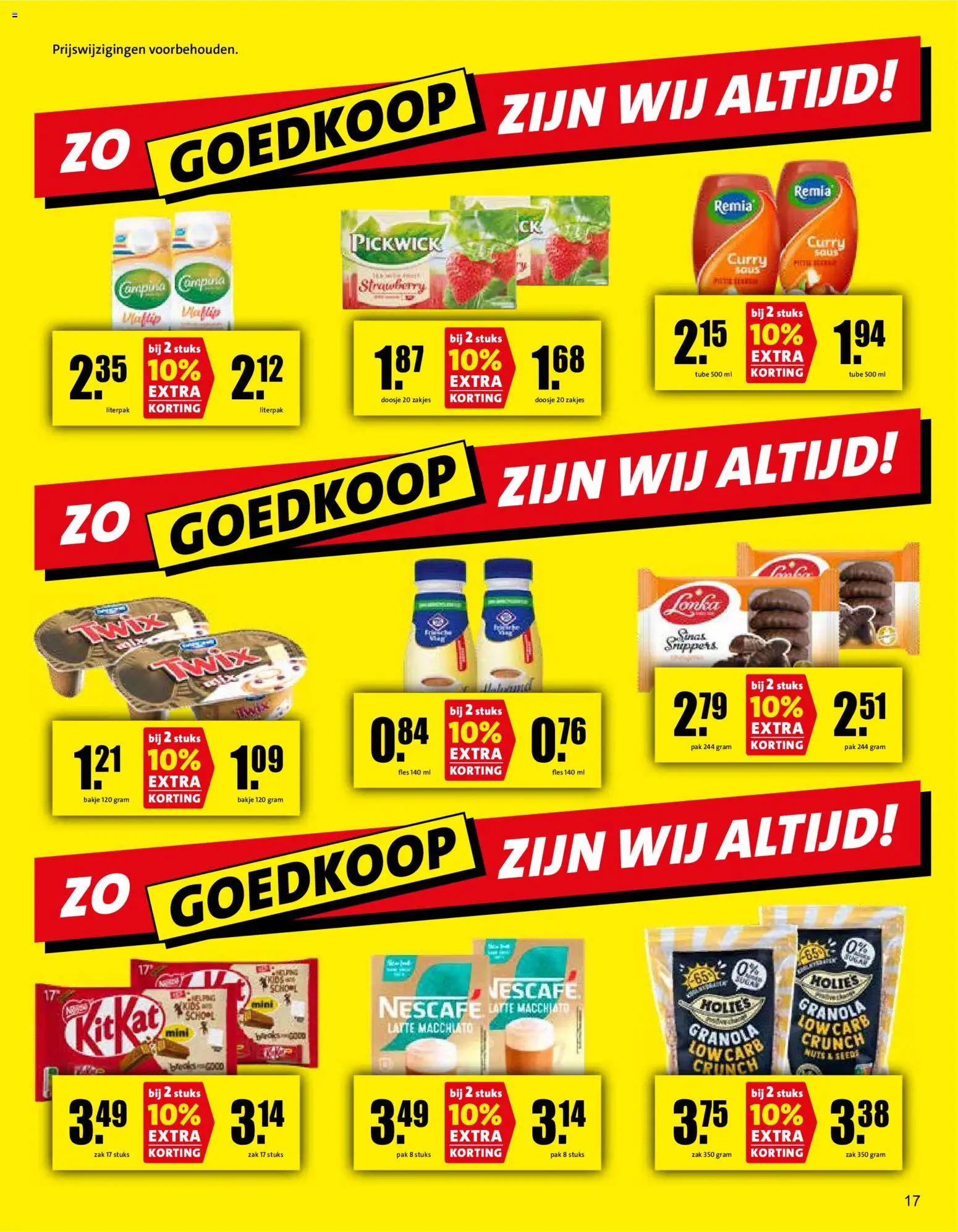 {H1} | Pagina: 17 | Producten: Fles, Zak, Twix, Nescafe