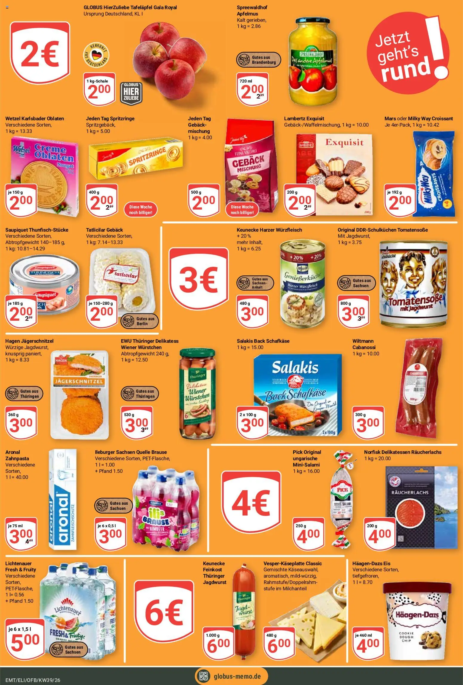 Globus Prospekt Erfurt – gültig ab 21.09.2026 | Seite: 26 | Produkte: Creme, Croissant, Apfelmus, Eis