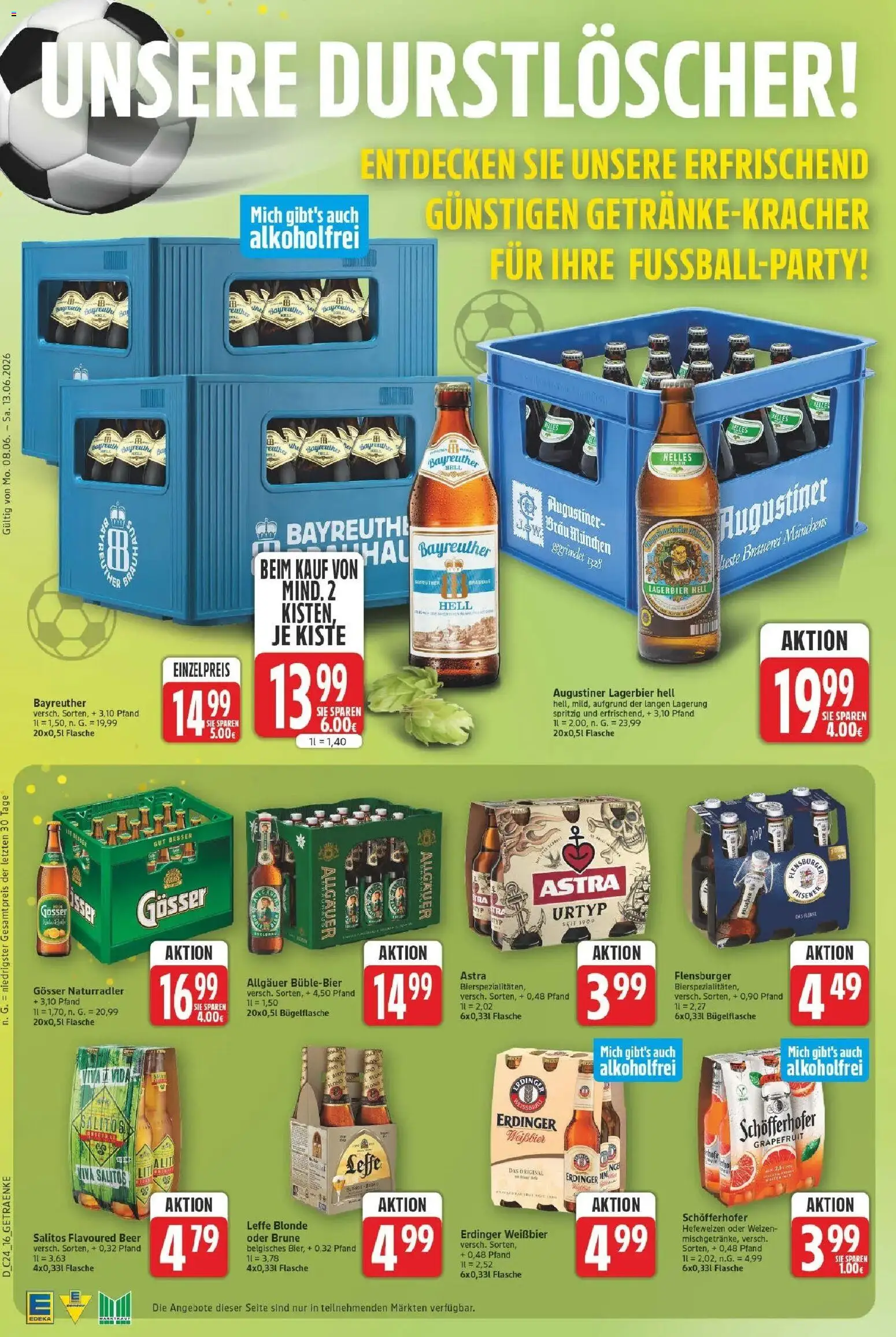 E center Prospekt Bitterfeld-Wolfen – gültig ab 08.06.2026 | Seite: 16 | Produkte: Bayreuther hell, Durstloscher, Erdinger, Grapefruit