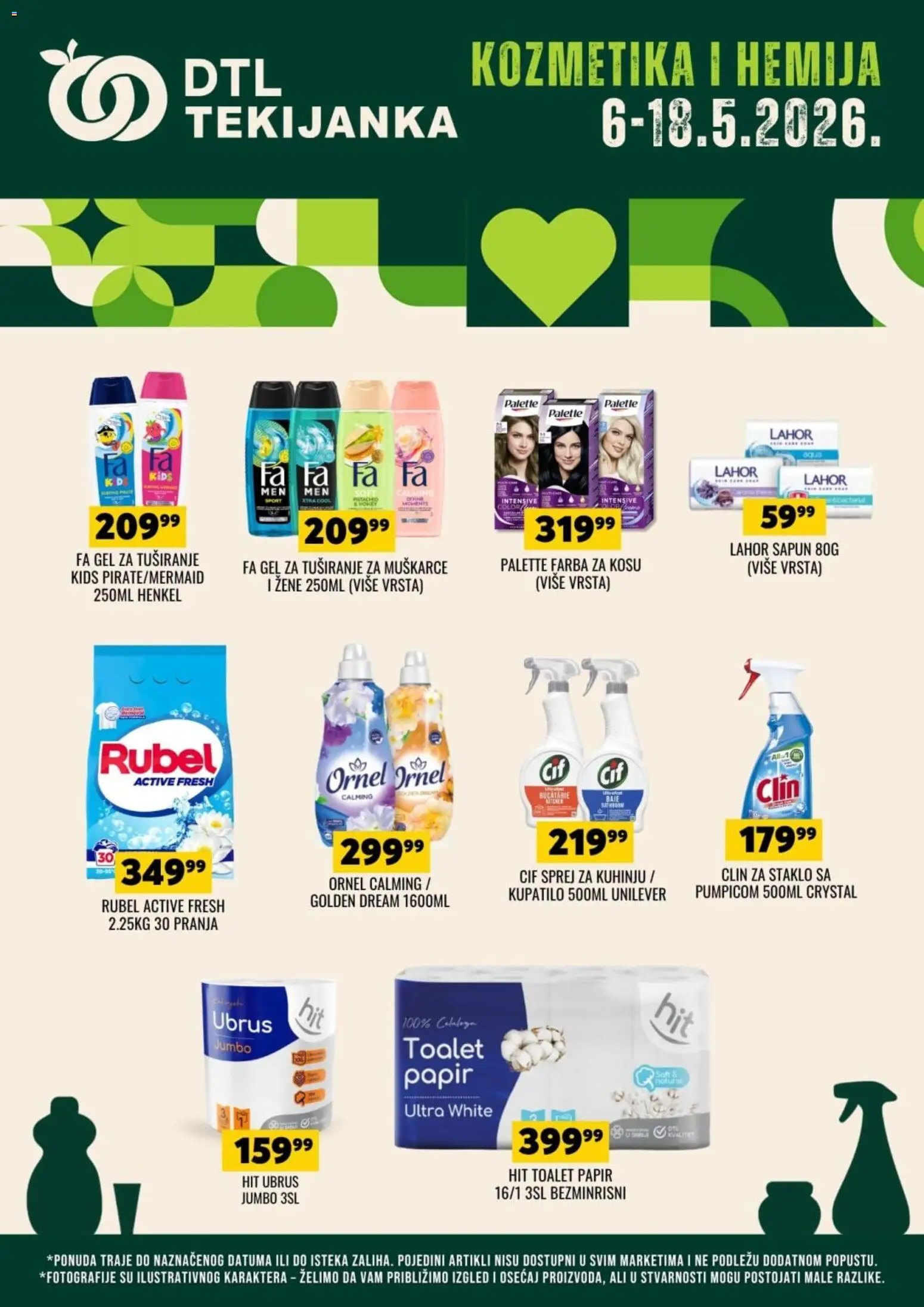 Tekijanka katalog - važi od 06.05.2026 | Strana: 1 | Proizvode: Ubrus, Kupatilo, Farba za kosu, Gel za tuširanje
