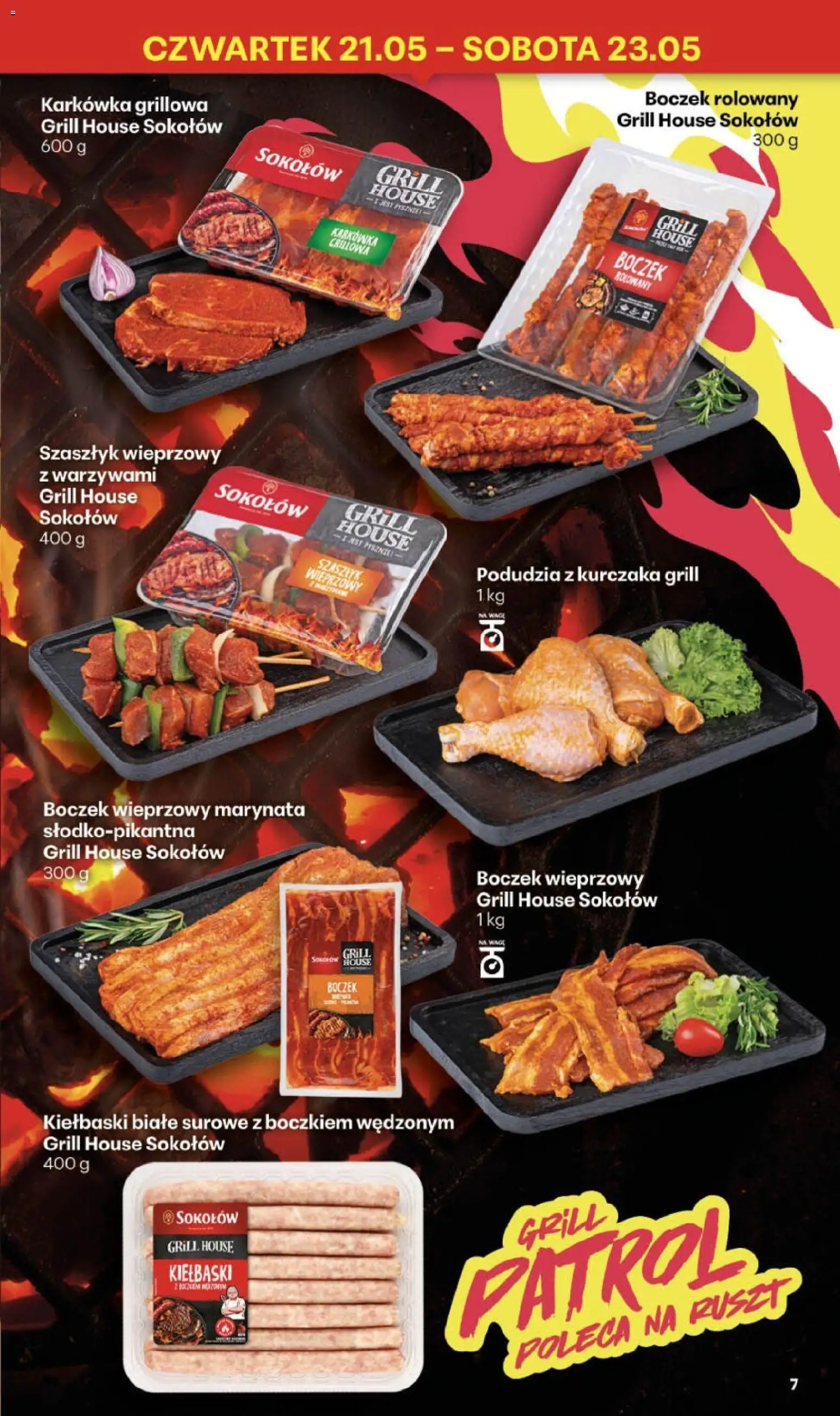 Delikatesy Centrum gazetka - Sklepy Własne od 21.05.2026 | Strona: 7 | Produkty: Karkówka, Boczek wieprzowy, Grill, Kiełbaski