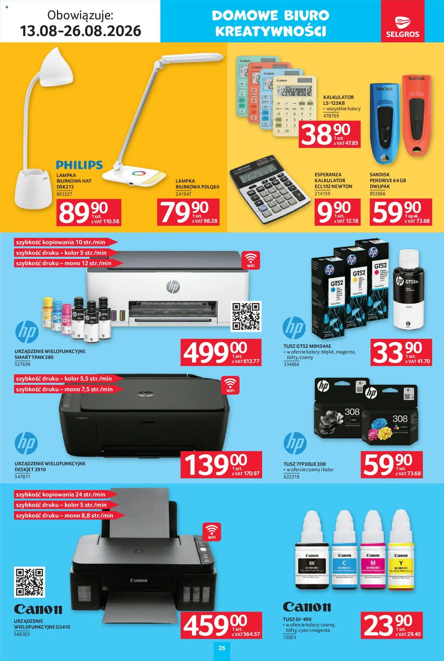 Selgros cash&carry gazetka - Szkola od 13.08.2026 | Strona: 26 | Produkty: Kalkulator, Pendrive
