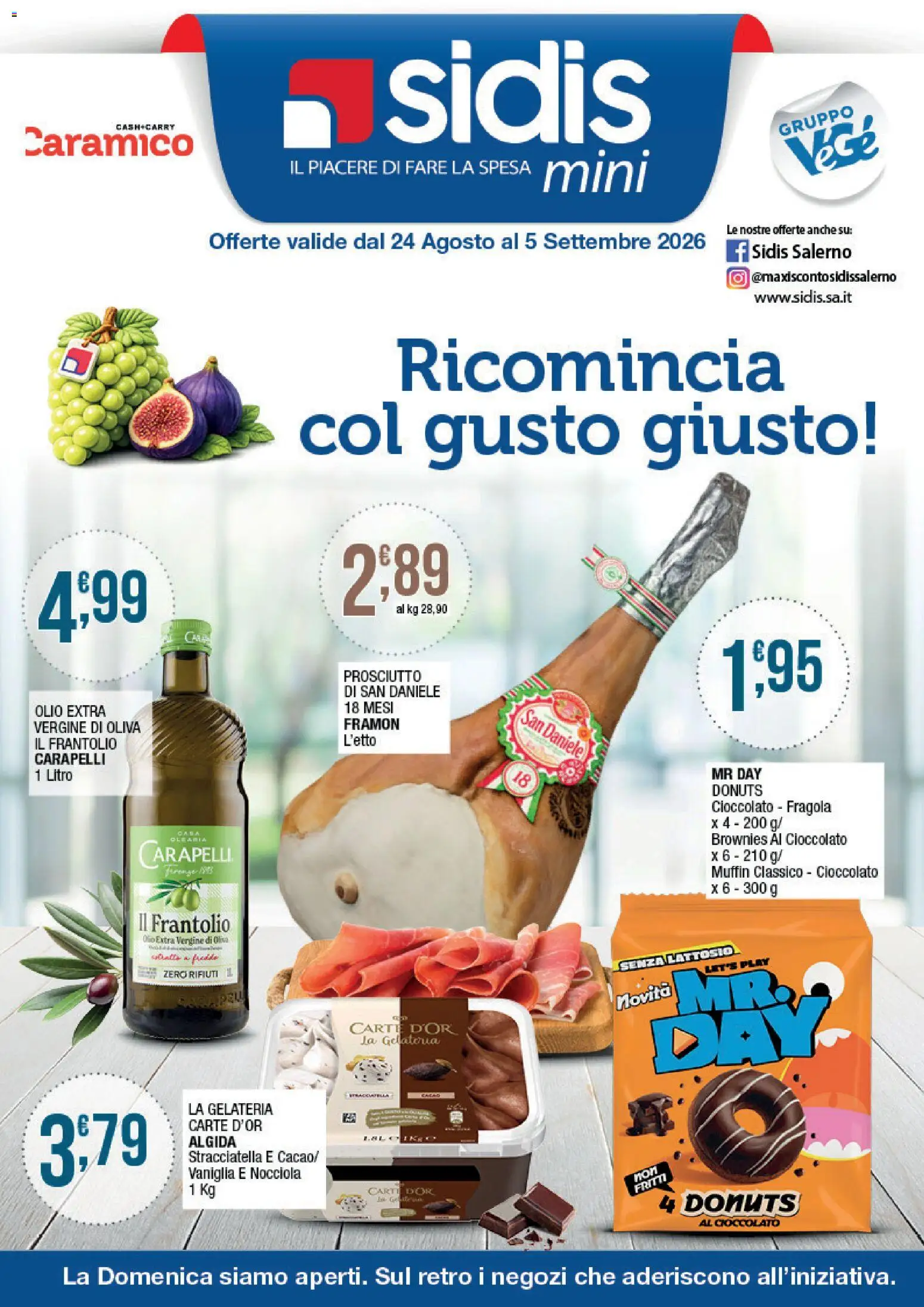 Volantino Sidis del 24/08/2026 | Pagina: 1 | Prodotti: Vaniglia, Prosciutto, Muffin, Brownies