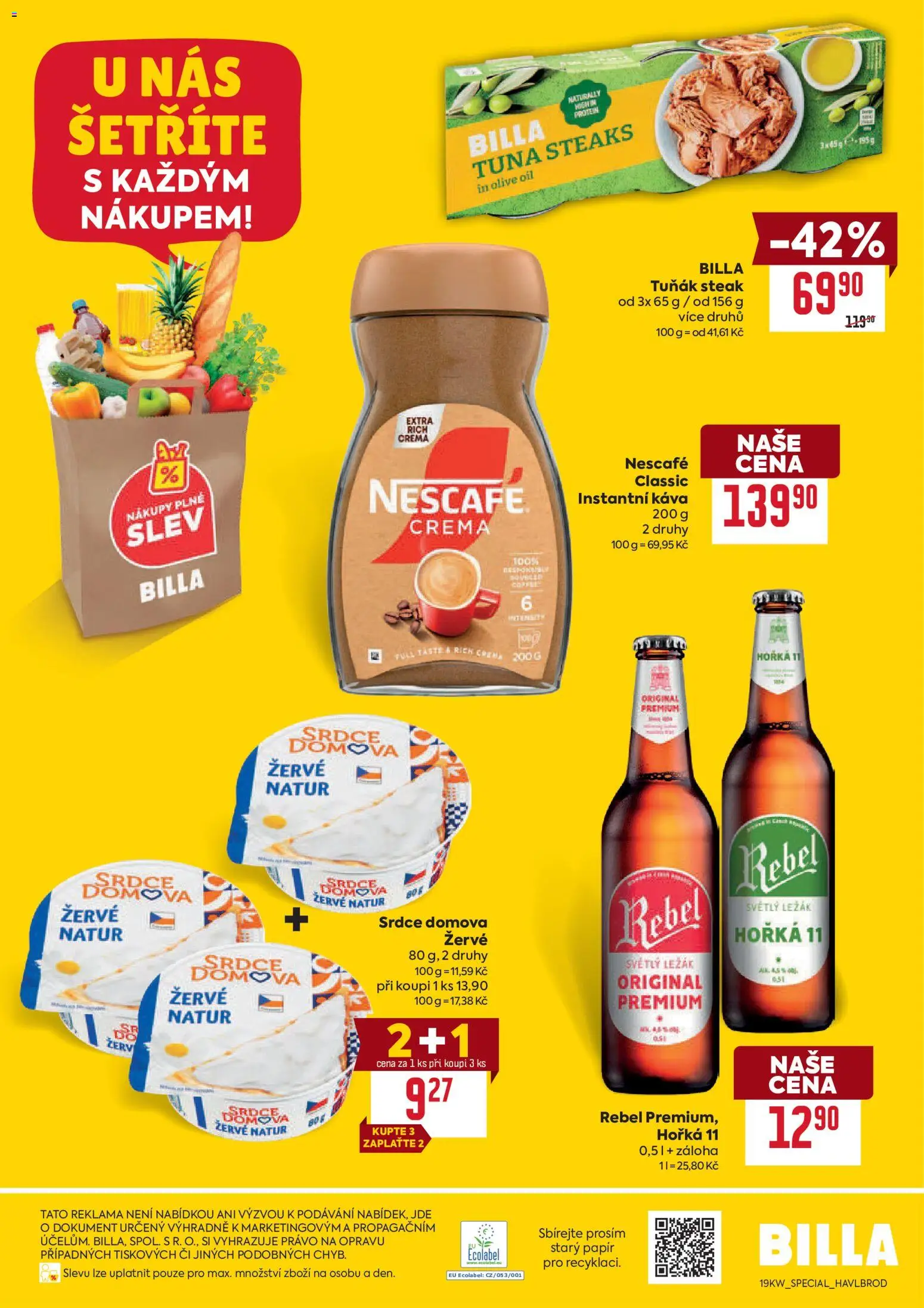 Billa leták - Havlíčkův Brod od 06.05.2026 | Strana: 2 | Produkty: Instantní káva, Žervé, Nescafé, Tuňák steak