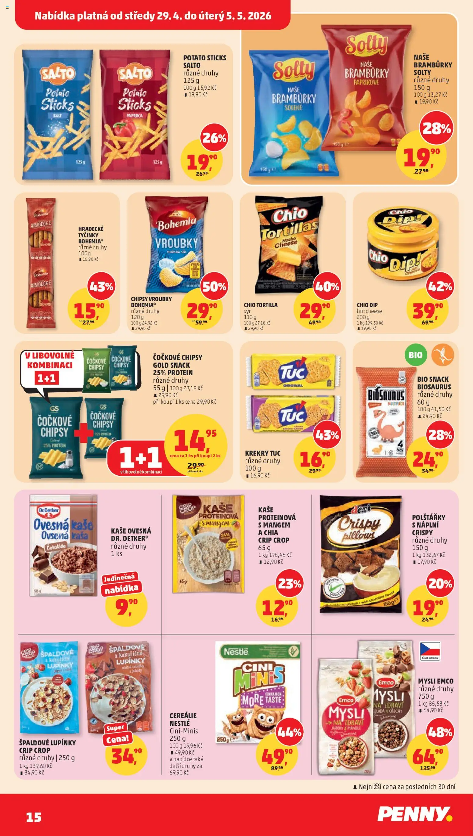 Penny Market leták od 29.04.2026 | Strana: 15 | Produkty: Paprika, Hradecké tyčinky, Krekry, Tortilla