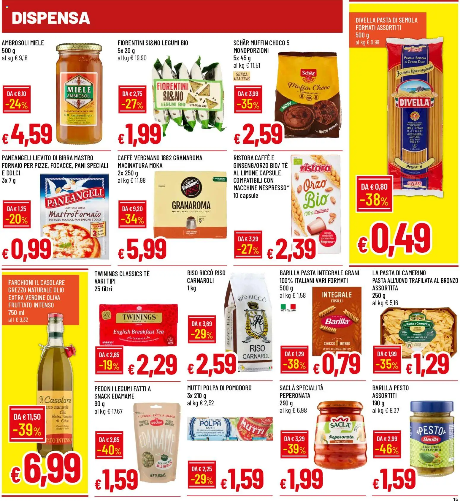 Volantino Famila del 29/10/2026 | Pagina: 15 | Prodotti: Birra, Olio, Dolci, Semola