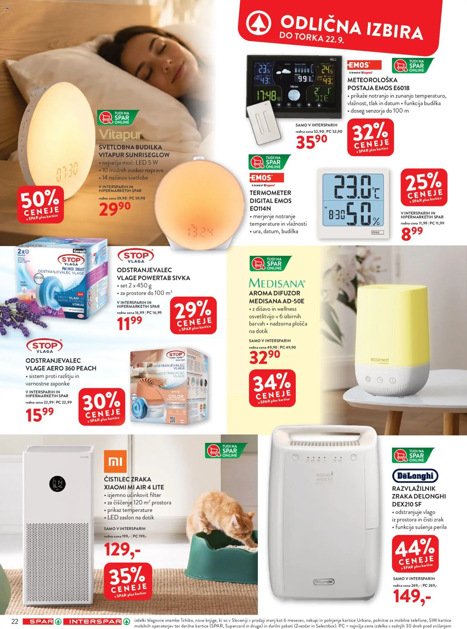 Novi Spar katalog ponudbe – veljaven od 09.09.2026 | Stran: 22 | Izdelki: Budilka, Termometer, Cistilec zraka