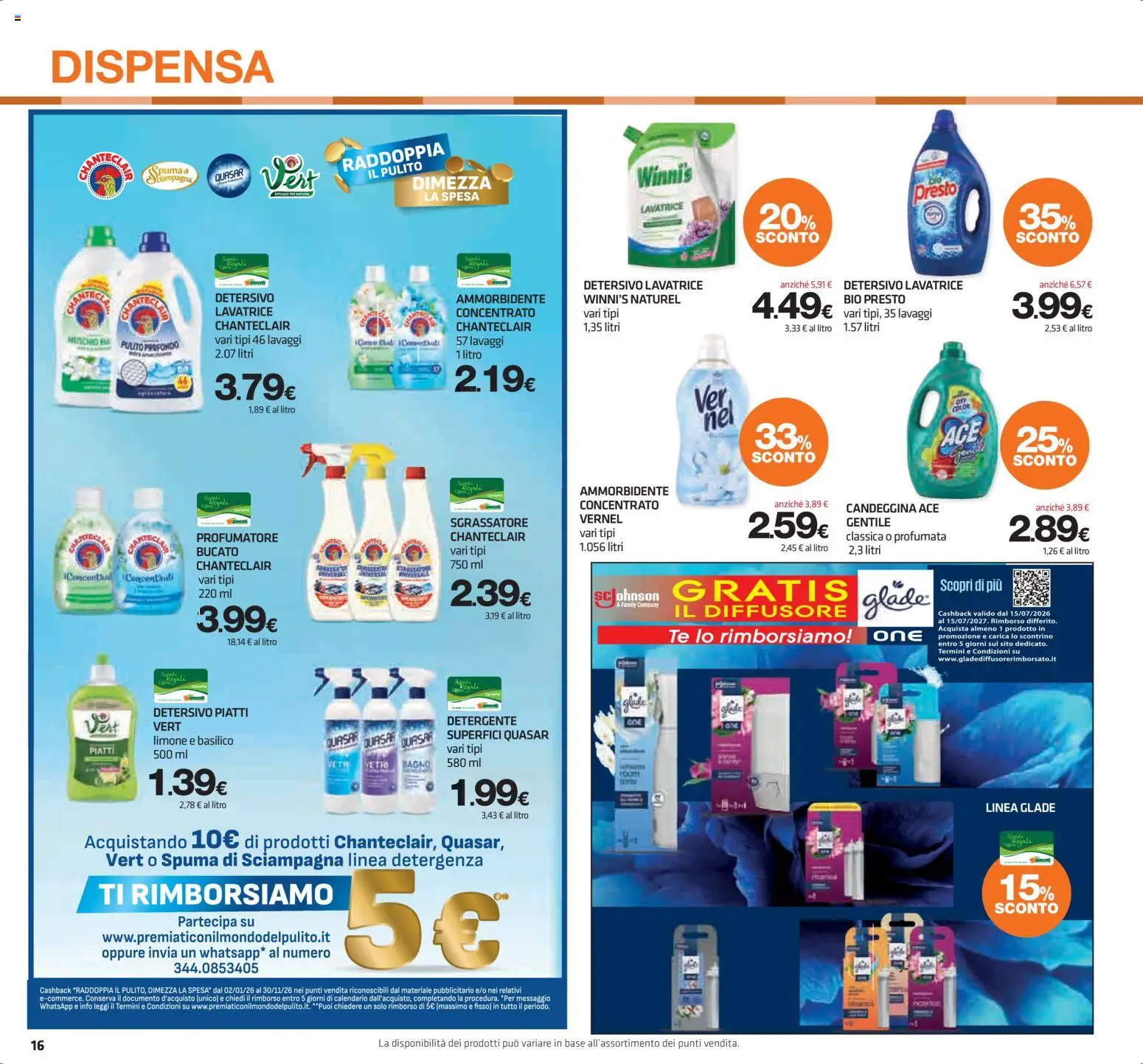 Volantino Superconti del 08/10/2026 | Pagina: 16 | Prodotti: Tè, Candeggina, Sgrassatore, Bagno