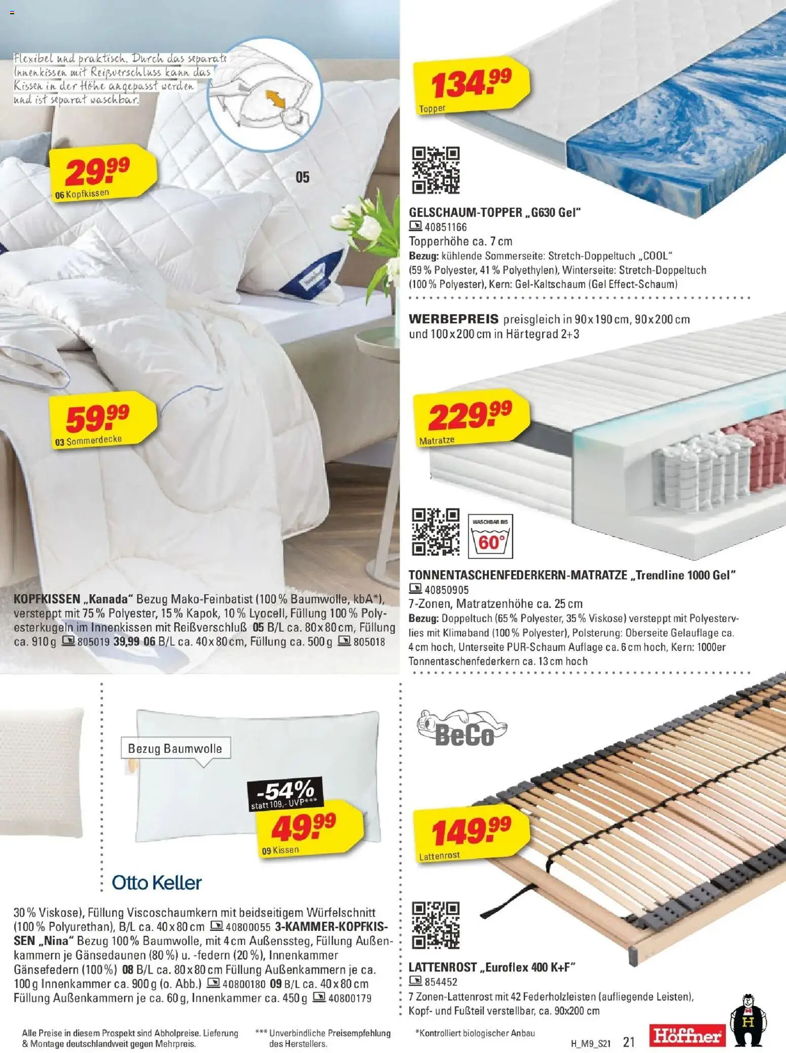 Höffner Prospekt Barsbüttel (ab 14.10.2026) zum Blättern | Seite: 21 | Produkte: Matratze, Lattenrost, Topper, Kopfkissen