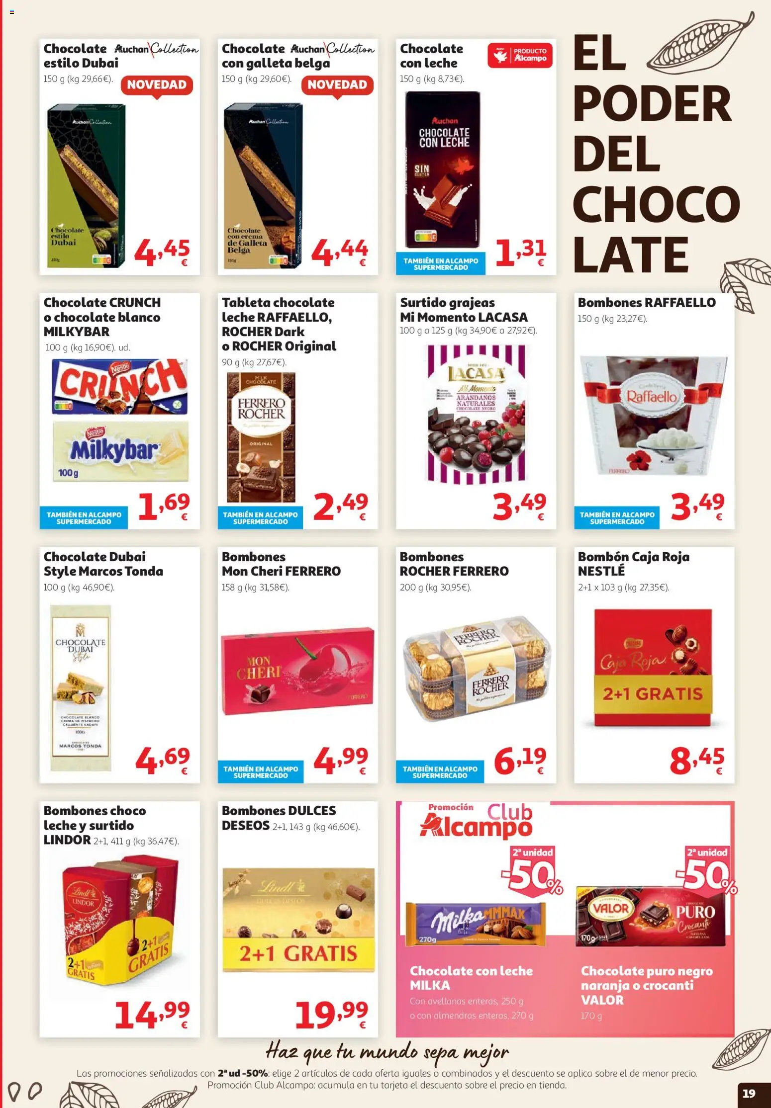 Alcampo HG Unico │ válido desde el 08/10/2026 | Página: 19 | Productos: Mon Chéri, Tableta, Chocolate con leche, Dulces