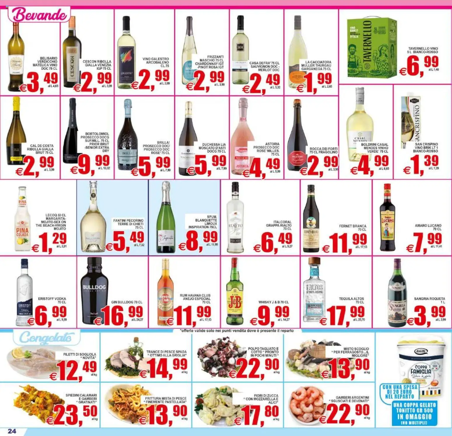Volantino Pewex del 12/08/2026 | Pagina: 24 | Prodotti: Pesce, Fernet, Mozzarella, Vino