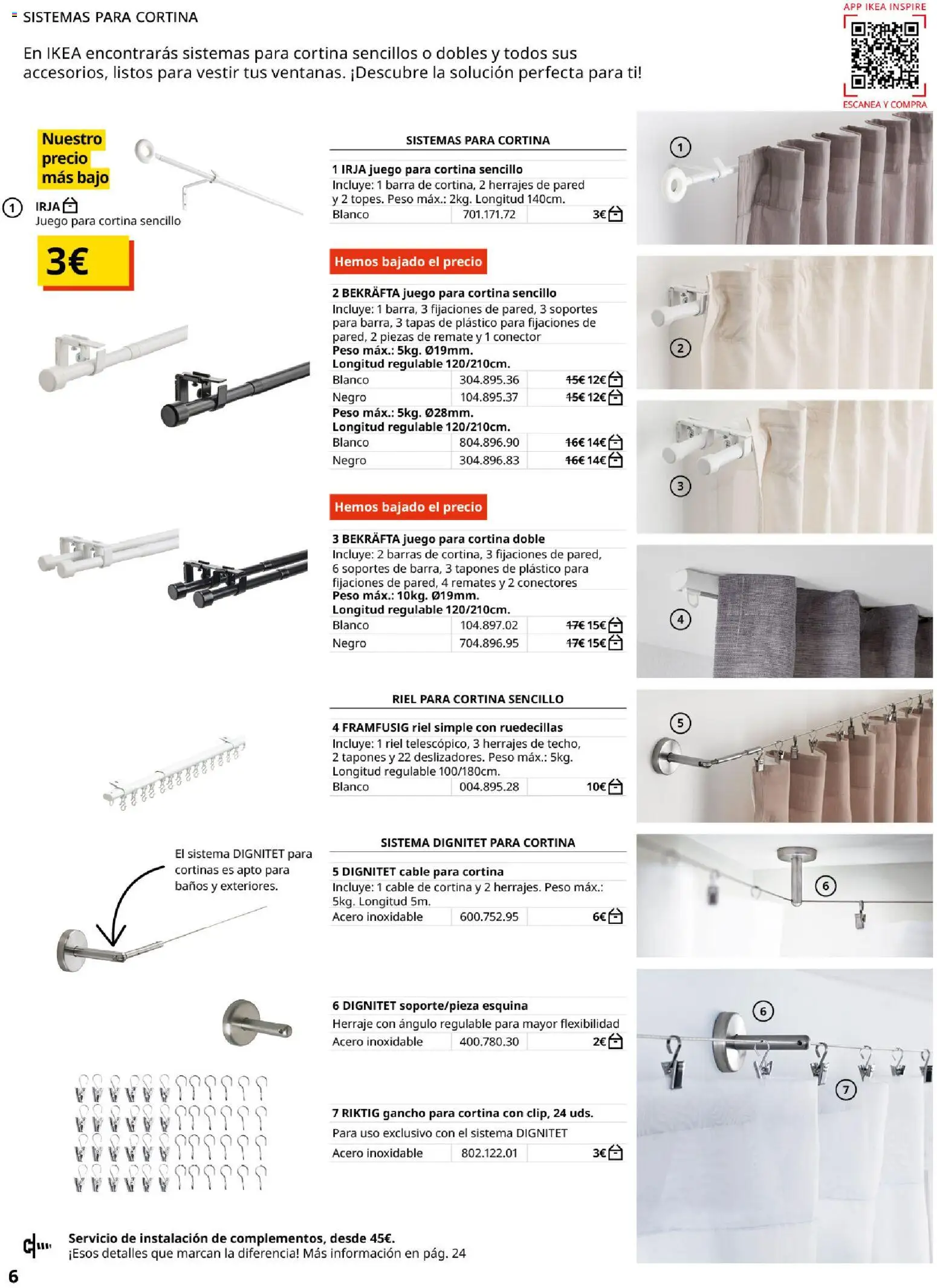 Catálogo IKEA Cortinas │ válido desde el 01/02/2026 | Página: 6 | Productos: Cortina, Cable, Conector, Peso