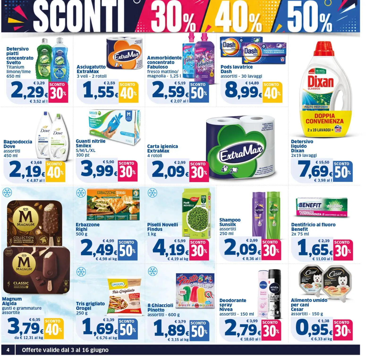 Volantino SIGMA del 03.06.2026 | Pagina: 4 | Prodotti: Shampoo, Dentifricio, Ammorbidente, Guanti