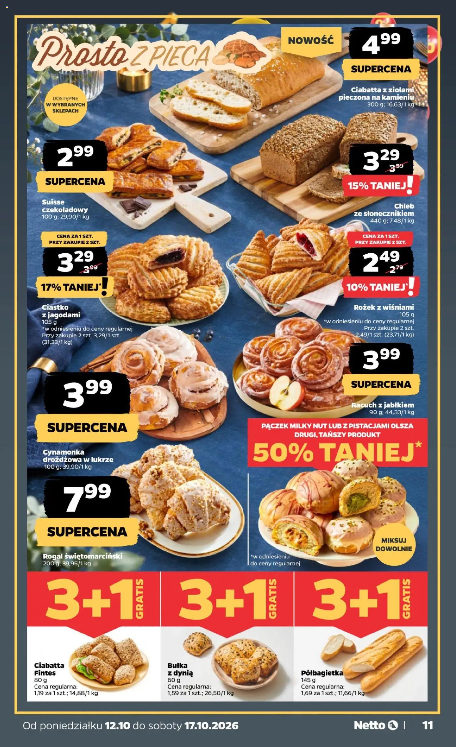 Netto gazetka od poniedziałku od 12.10.2026 | Strona: 11 | Produkty: Dynia, Bułka z dynią, Rogal świętomarciński, Bułka