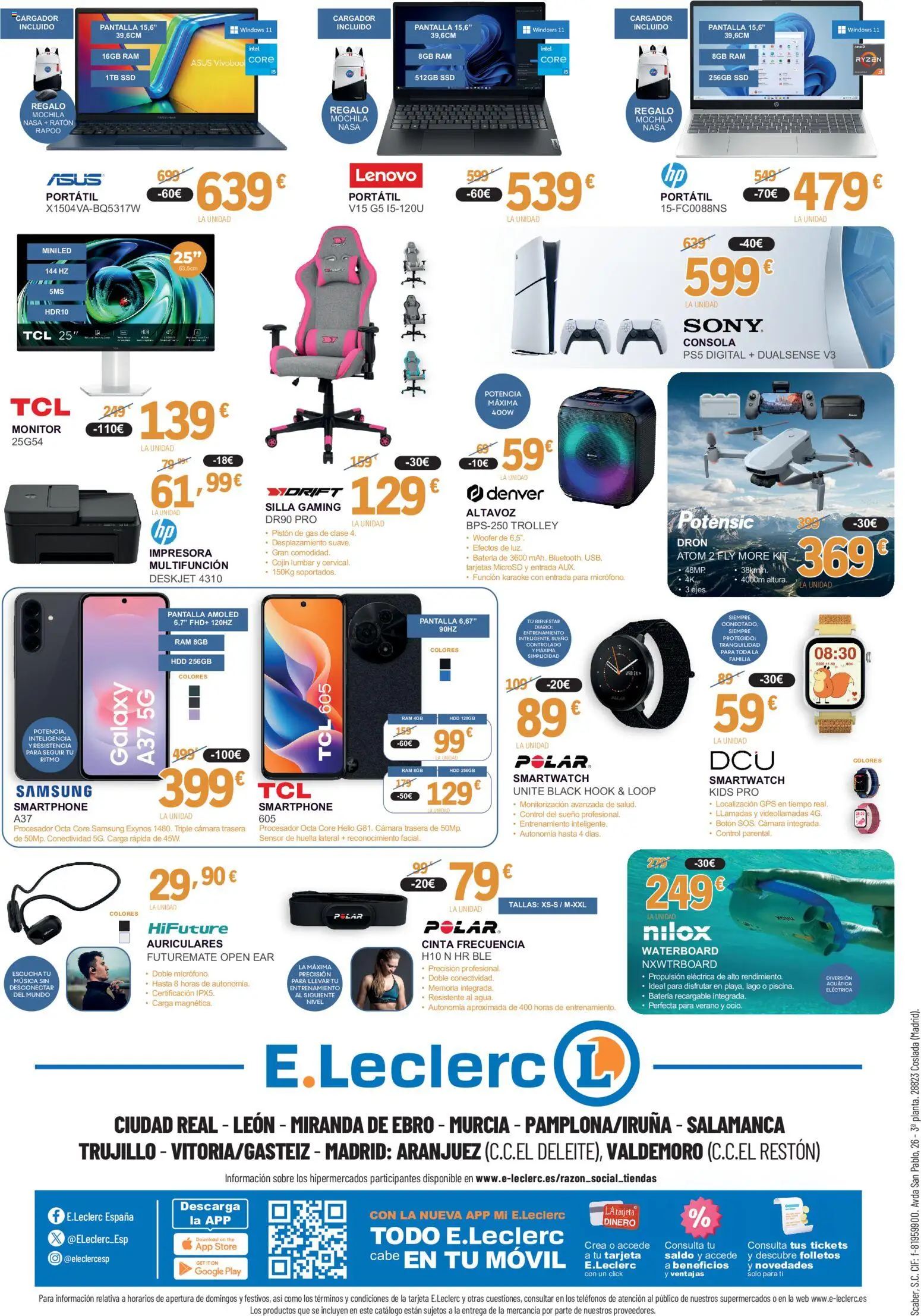 E.Leclerc Rebajas │ válido desde el 31/07/2026 | Página: 4 | Productos: Mochila, Monitor, Impresora, Silla