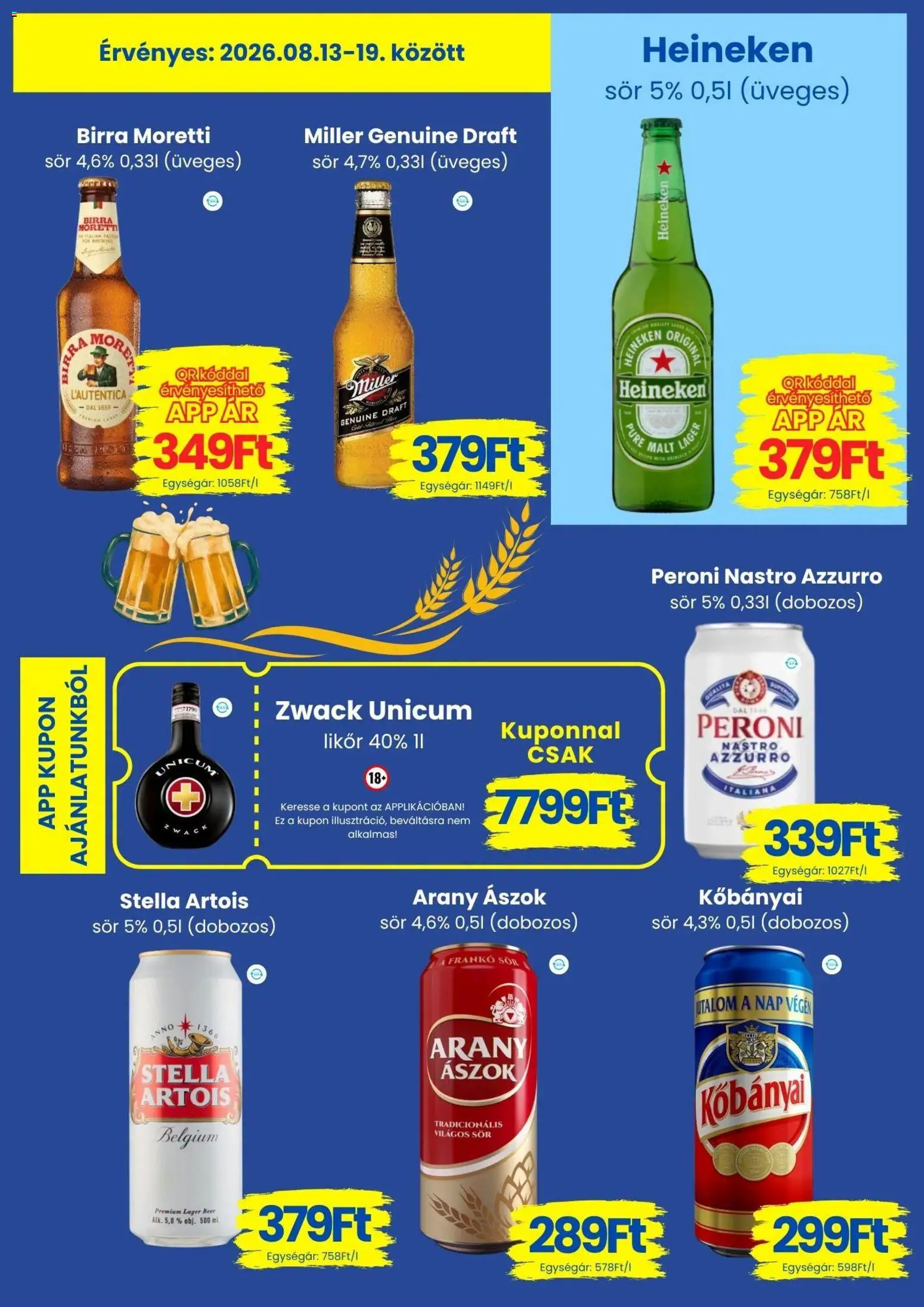 Magnetic akciós ujság - amely érvényes a következő dátumtól: 2026.08.13. | Oldal: 8 | Termékek: Üveges sör, Unicum, Heineken, Világos sör