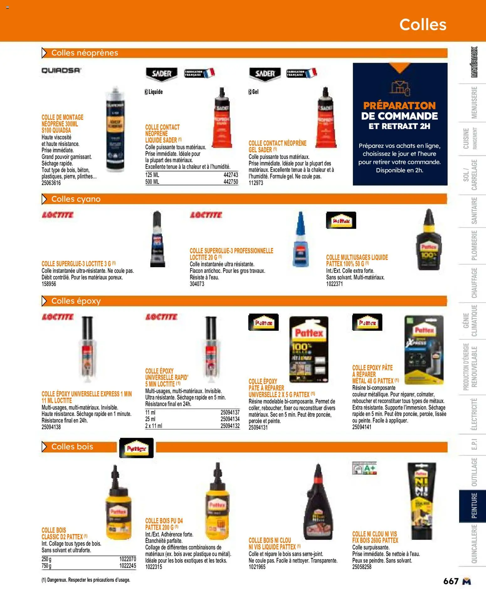 {H1} | Page: 667 | Produits: Solvant, Prise, Colle