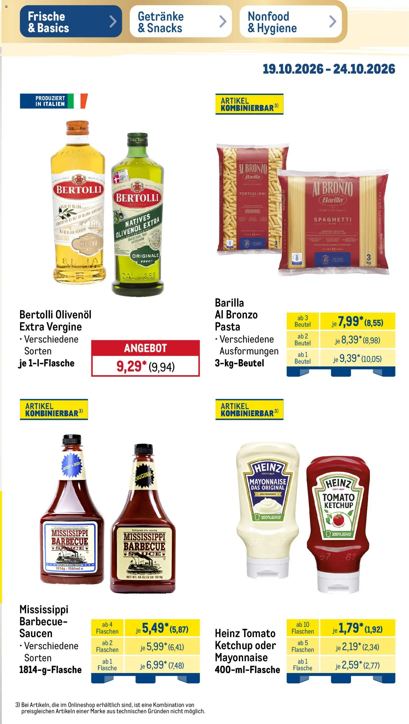 Metro NonFood-Angebote – gültig ab 19.10.2026 | Seite: 48 | Produkte: Barilla, Olivenol, Bertolli olivenol, Pasta