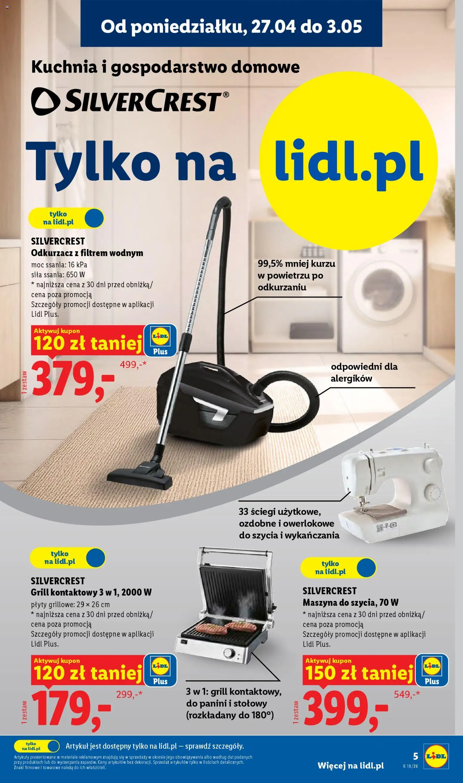 Lidl Katalog od 27.04.2026 | Strona: 5 | Produkty: Grill, Cleaner, Plyty, Panini
