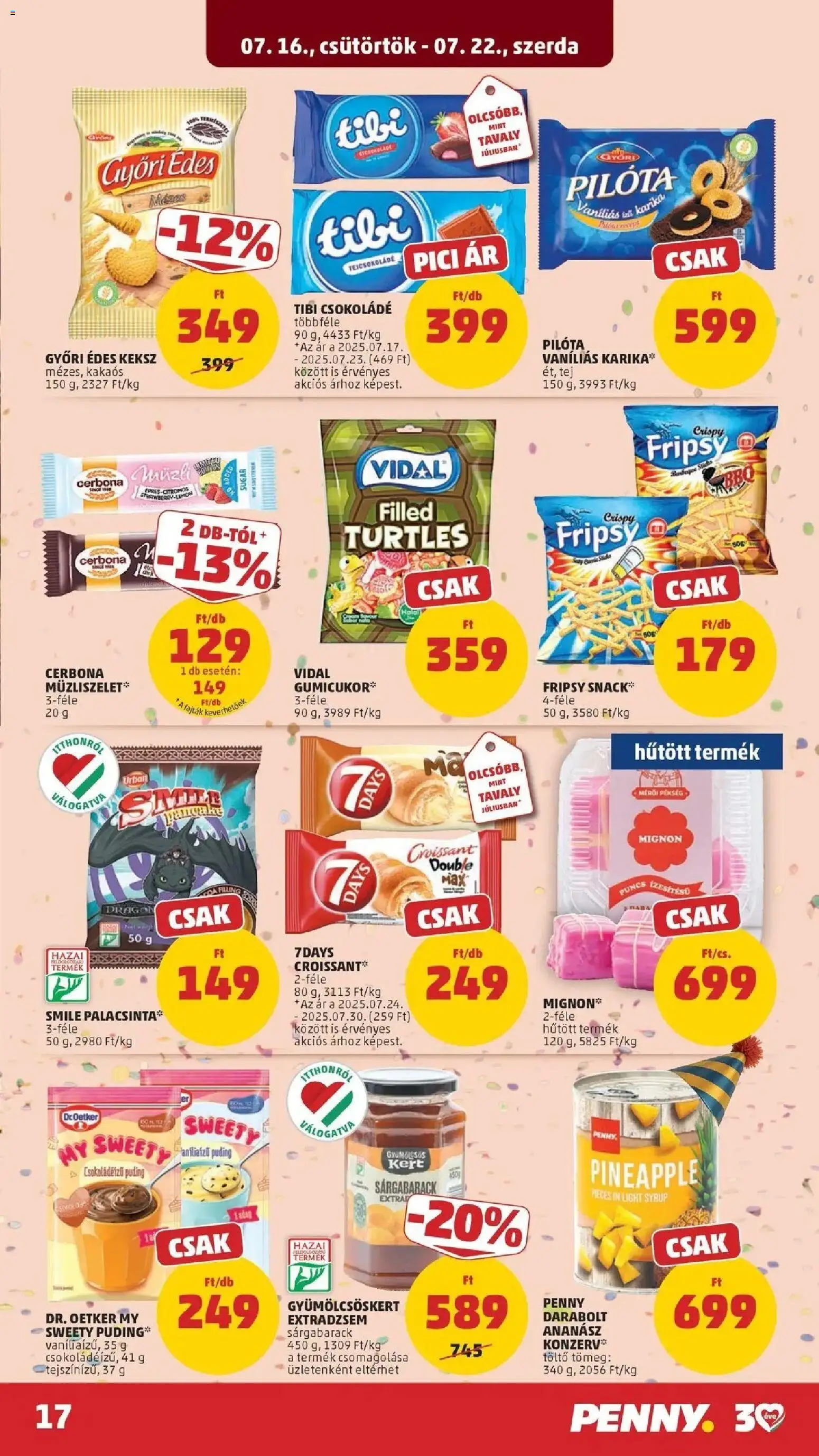 PENNY akciós ujság - amely érvényes a következő dátumtól: 2026.07.16. | Oldal: 17 | Termékek: Dr. Oetker, Croissant, Ananász, Keksz