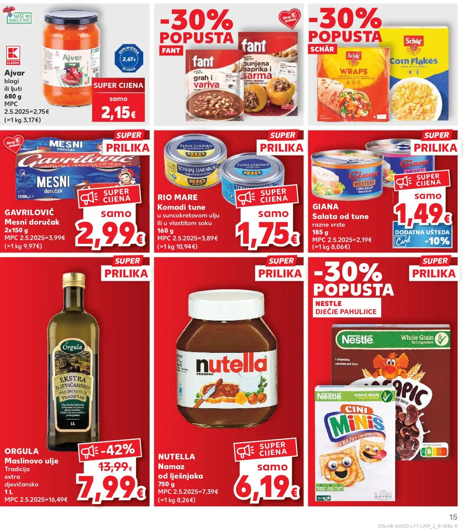 Kaufland HR akciós ujság - amely érvényes a következő dátumtól: 2026.07.22. | Oldal: 15 | Termékek: Tonhal, Paprika, Nutella, Saláta