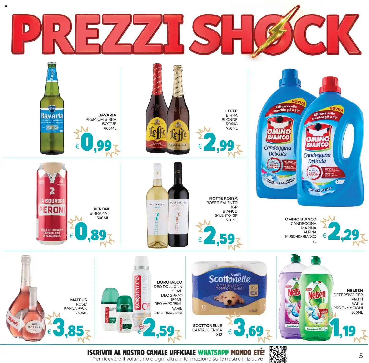 Volantino Eté del 01/09/2026 | Pagina: 5 | Prodotti: Birra, Candeggina, Acqua, Aceto