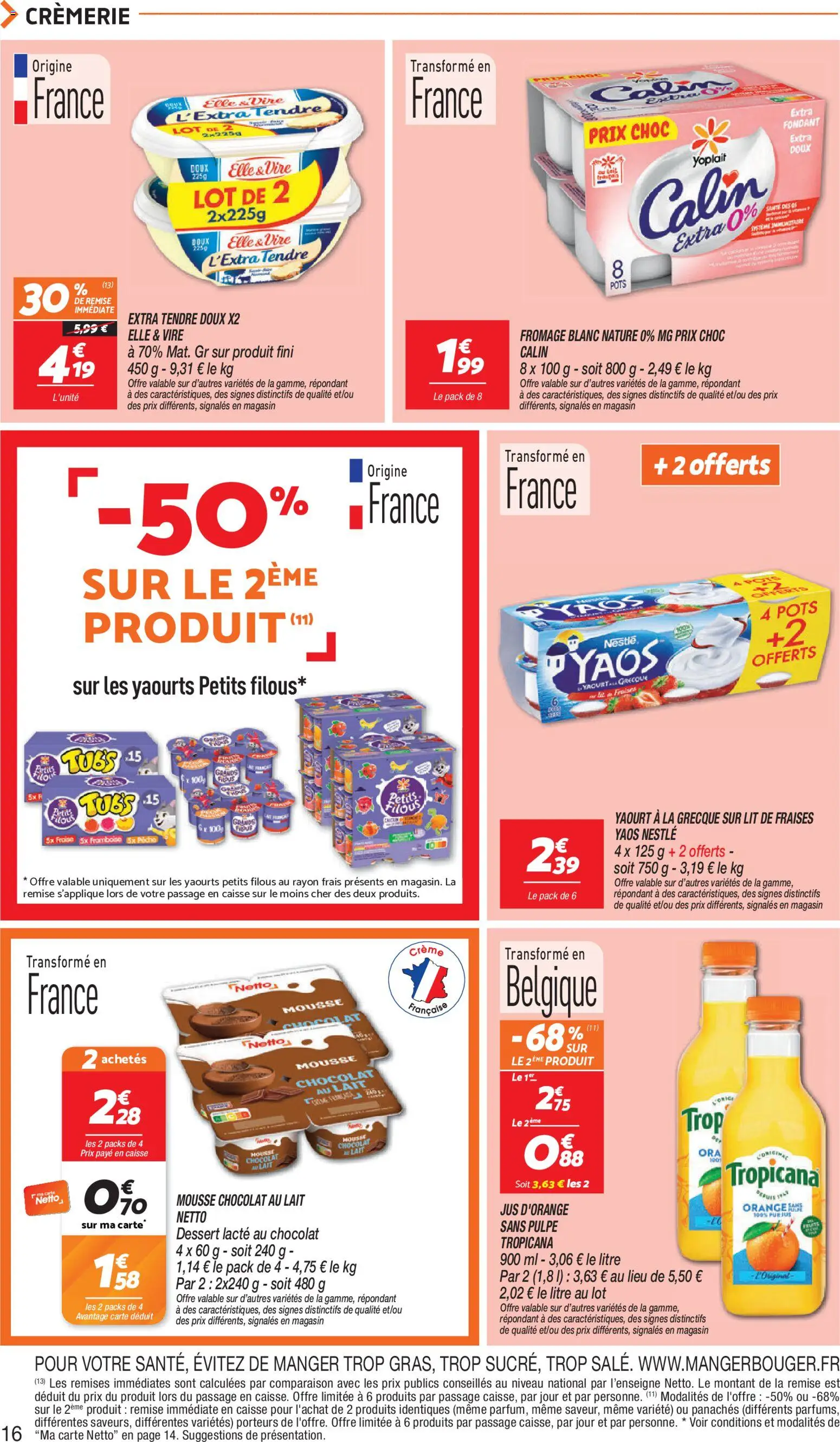 {H1} | Page: 16 | Produits: Yaourts, Fromage blanc nature, Fromage blanc, Chocolat au lait