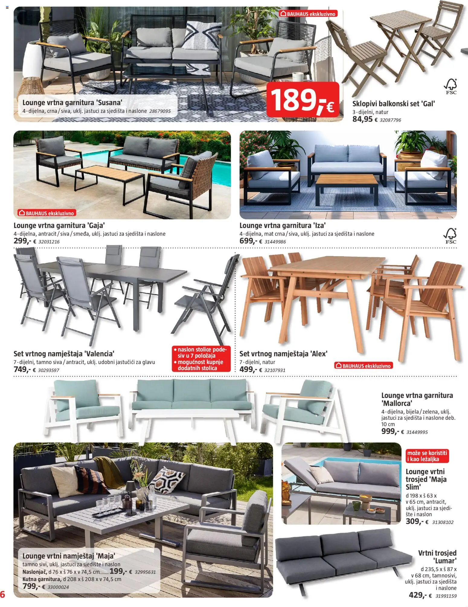 Bauhaus katalog | vrijedi od 20.05.2026 | Stranica: 6 | Proizvodi: Trosjed, Ležaljka, Stolica, Vrtna garnitura