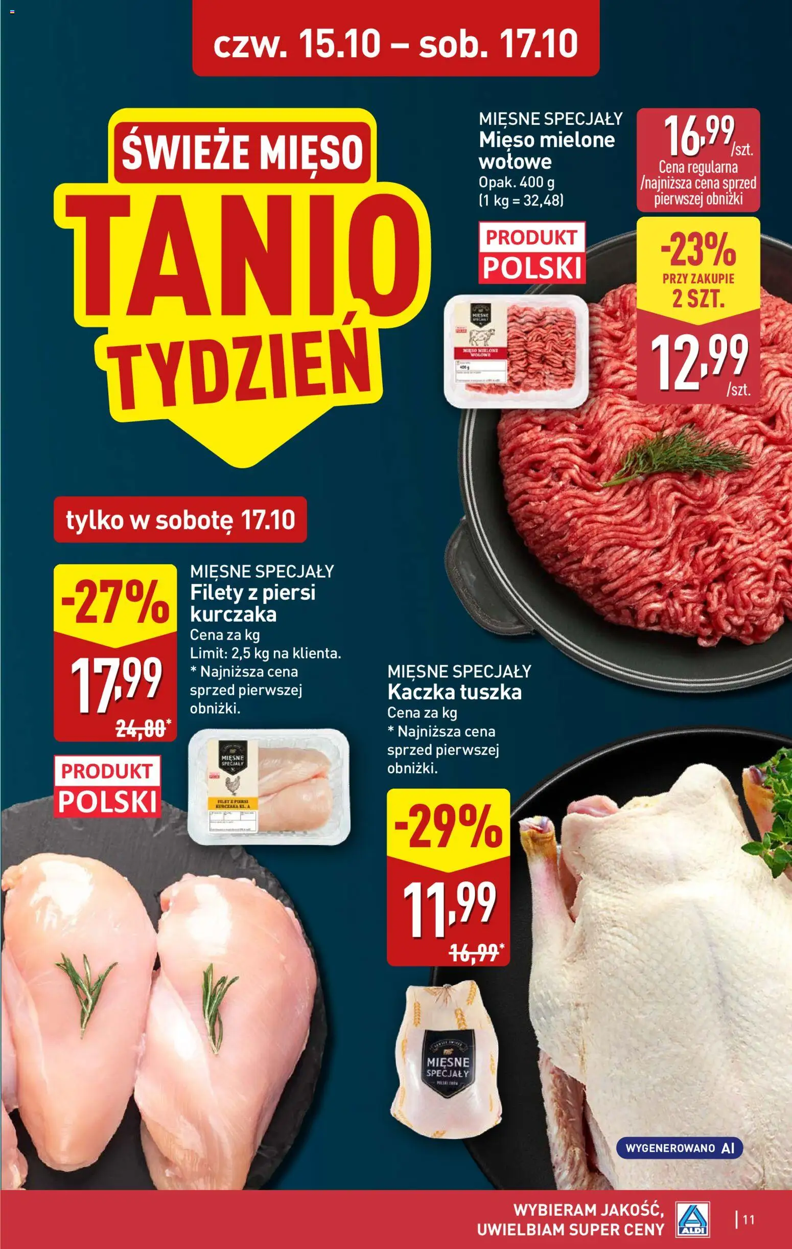 Aldi gazetka od 12.10.2026 | Strona: 11 | Produkty: Piersi, Mięso, Filety z piersi kurczaka, Mięso mielone