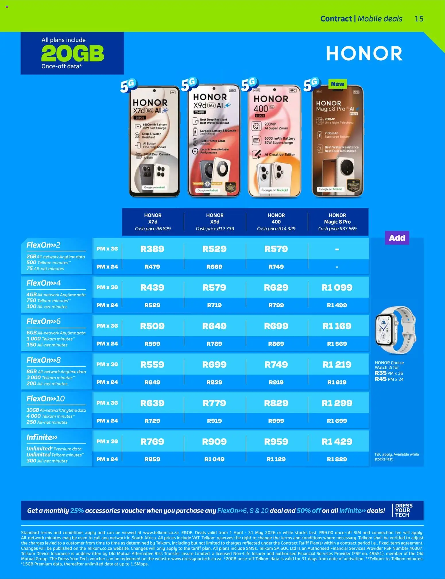 New Telkom catalogue – valid from 01.04.2026 | Page: 15 | Products: Data, Sim, Watch, Water