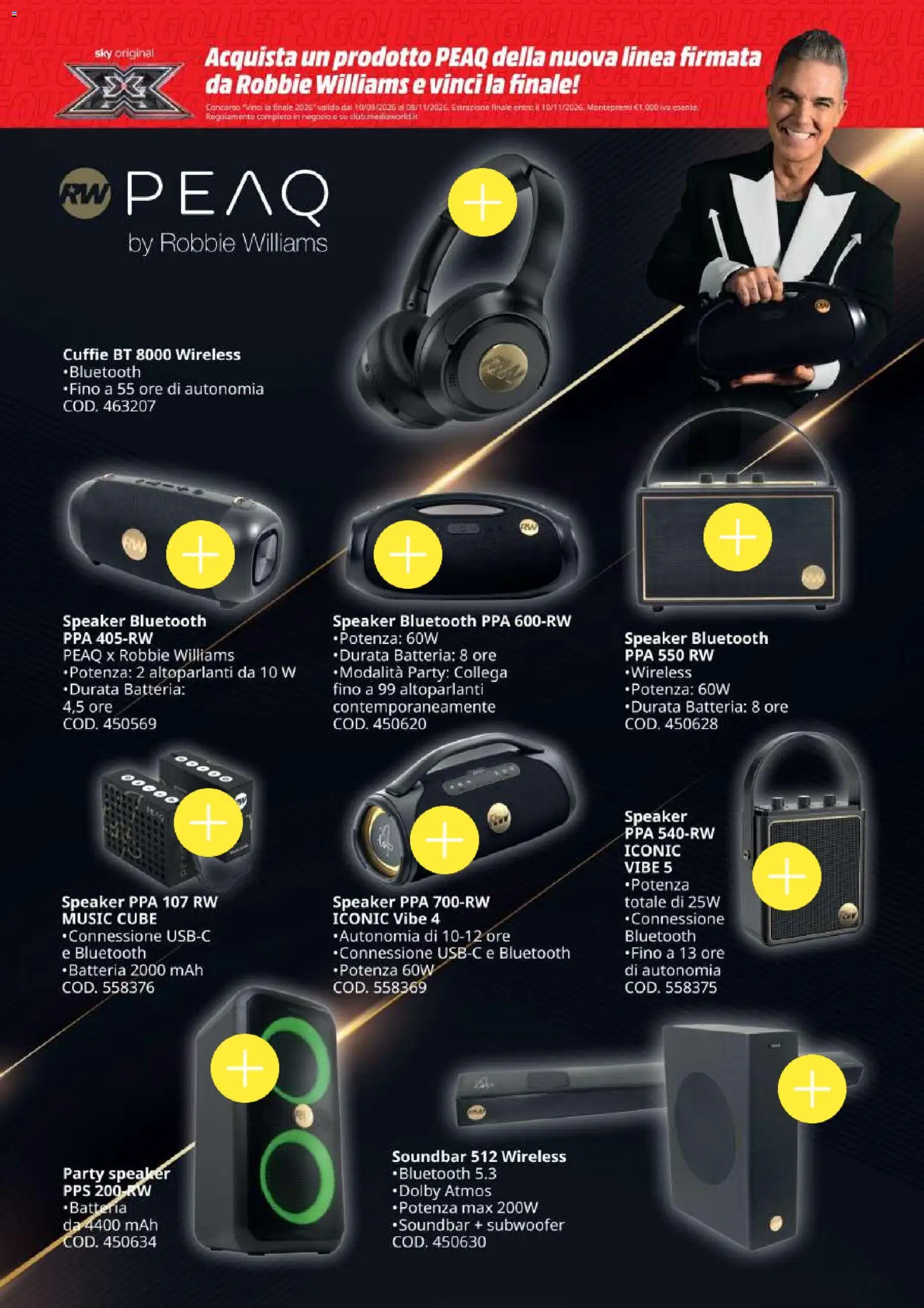 Volantino Media World del 06/10/2026 | Pagina: 45 | Prodotti: Soundbar, Cuffie, Speaker, Batteria