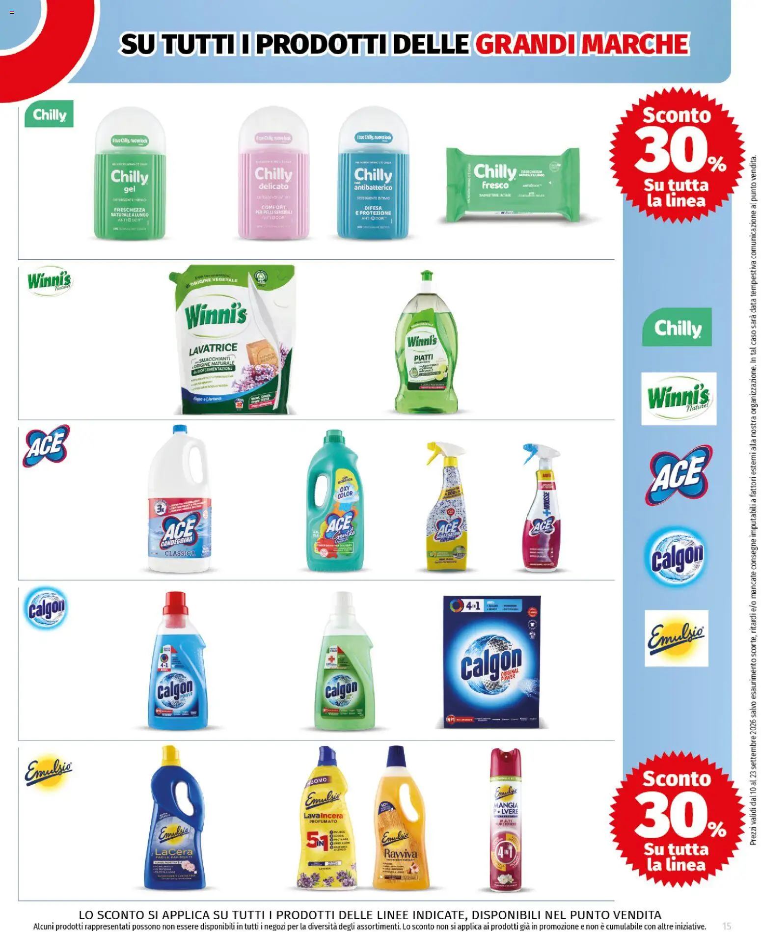 Volantino COOP del 10/09/2026 | Pagina: 15 | Prodotti: Detergente intimo, Piatti, Lavatrice, Data