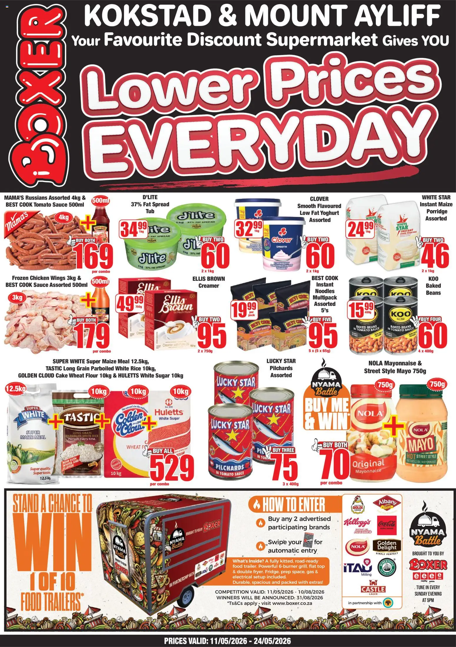 New Boxer catalogue – valid from 11.05.2026 | Page: 1 | Products: Pilchards, Cake, Oil, Chicken
