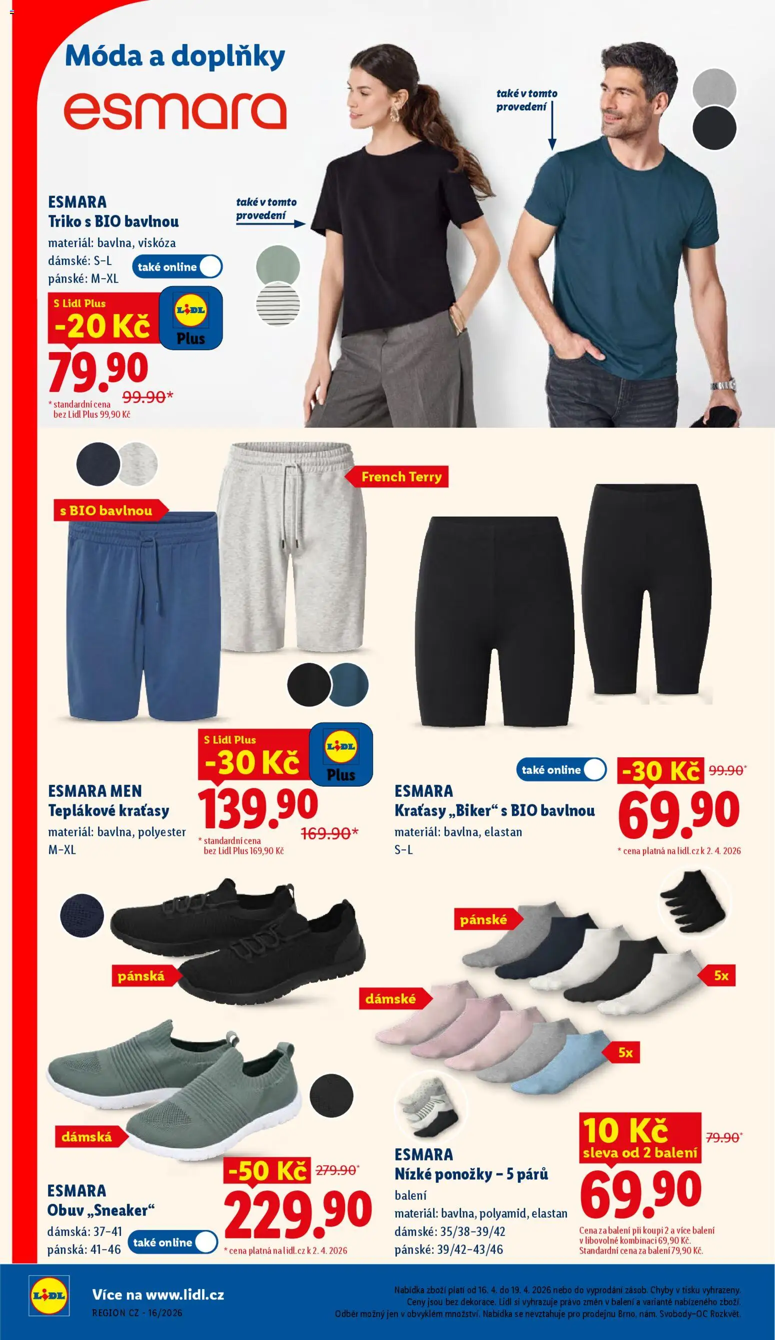 Lidl leták od 16.04.2026 | Strana: 34 | Produkty: Kraťasy, Ponožky, Obuv