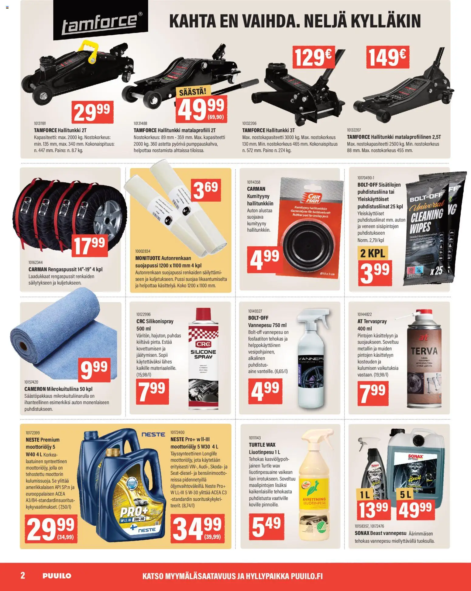 Puuilo - 261014 vko42 digi – voimassa 12/10/2026 alkaen | Sivu: 2 | Tuotteet: Mikrokuituliina, Moottoriöljy, Puhdistusliinat