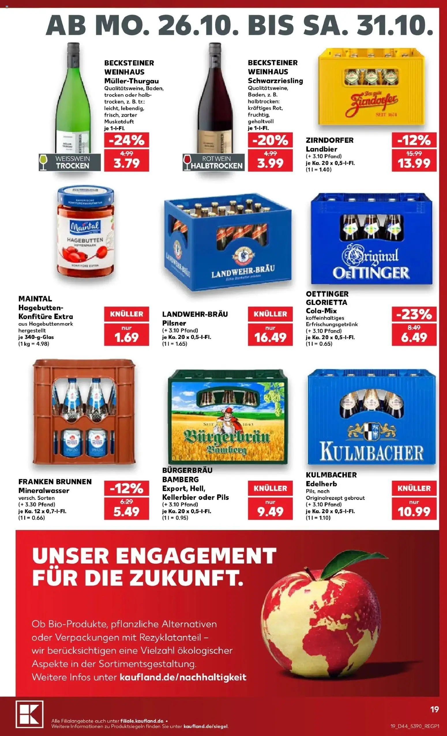 Prospekt Kaufland ab 26.10.2026 » Angebote Online zum Blättern | Seite: 23 | Produkte: Rotwein, Rotwein halbtrocken, Pils, Oettinger