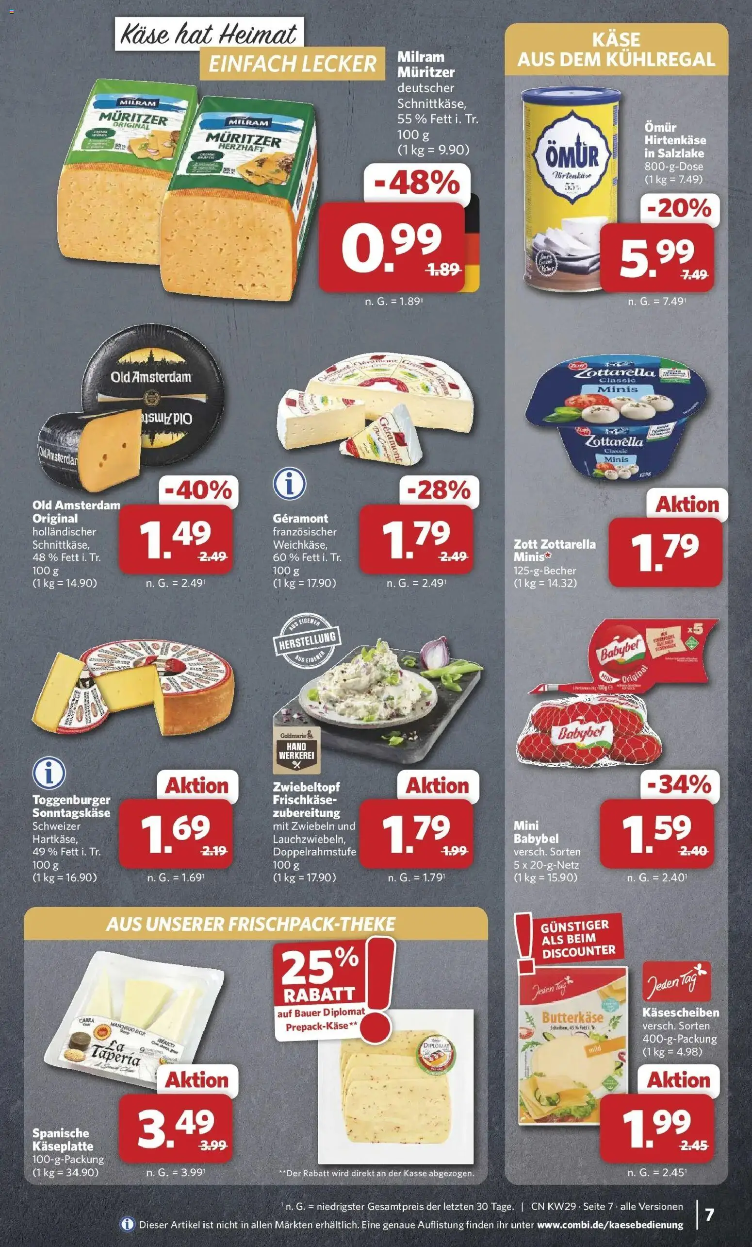 Combi Prospekt Bremen – gültig ab 13.07.2026 | Seite: 7 | Produkte: Käse, Zwiebeln, Milram, Frischkase