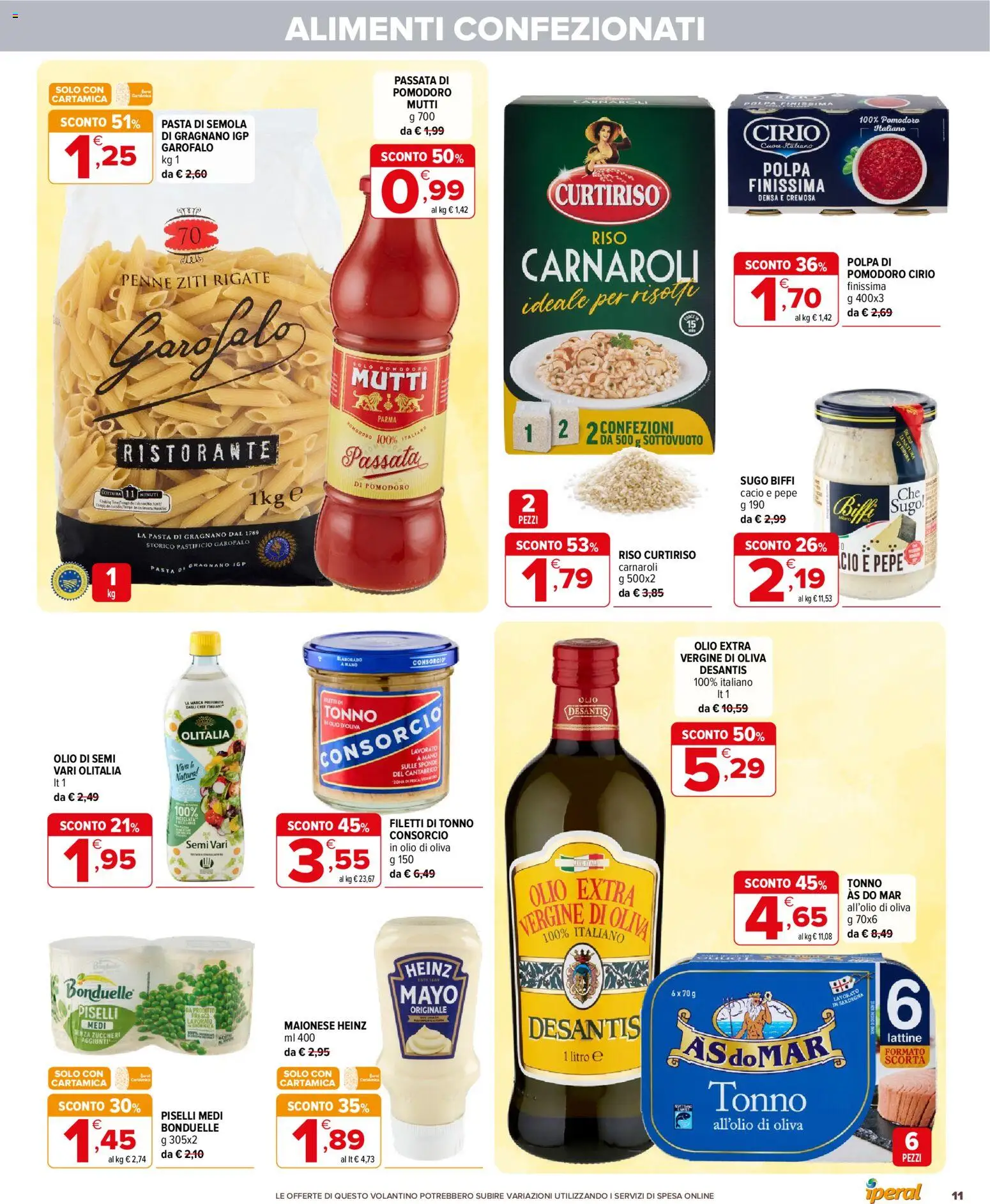 Volantino Iperal del 28/10/2026 | Pagina: 11 | Prodotti: Maionese, Pasta di semola, Sugo, Penne