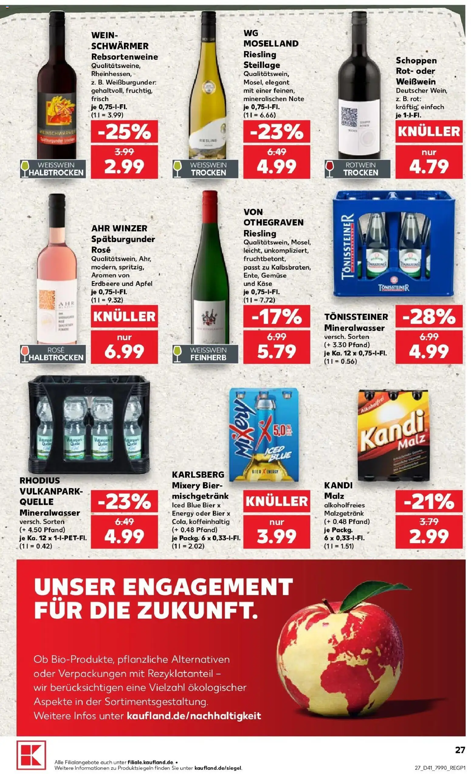 Prospekt Kaufland ab 08.10.2026 » Angebote Online zum Blättern | Seite: 27 | Produkte: Bier, Mineralwasser, Gemüse, Wein