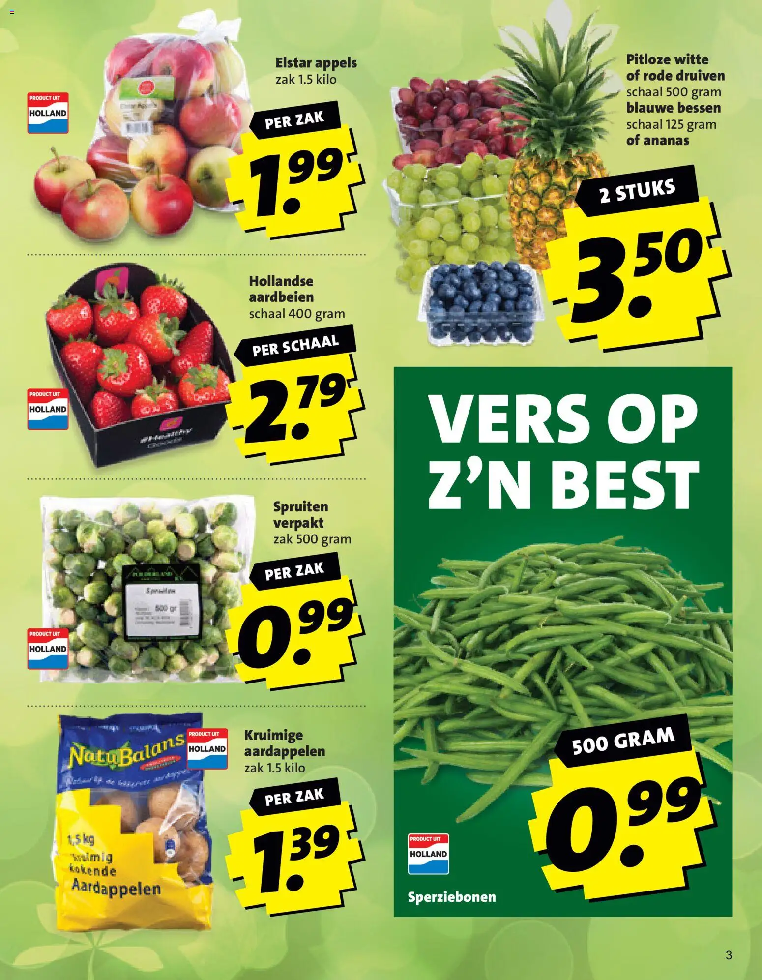 {H1} | Pagina: 3 | Producten: Ananas, Aardbeien, Schaal, Zak