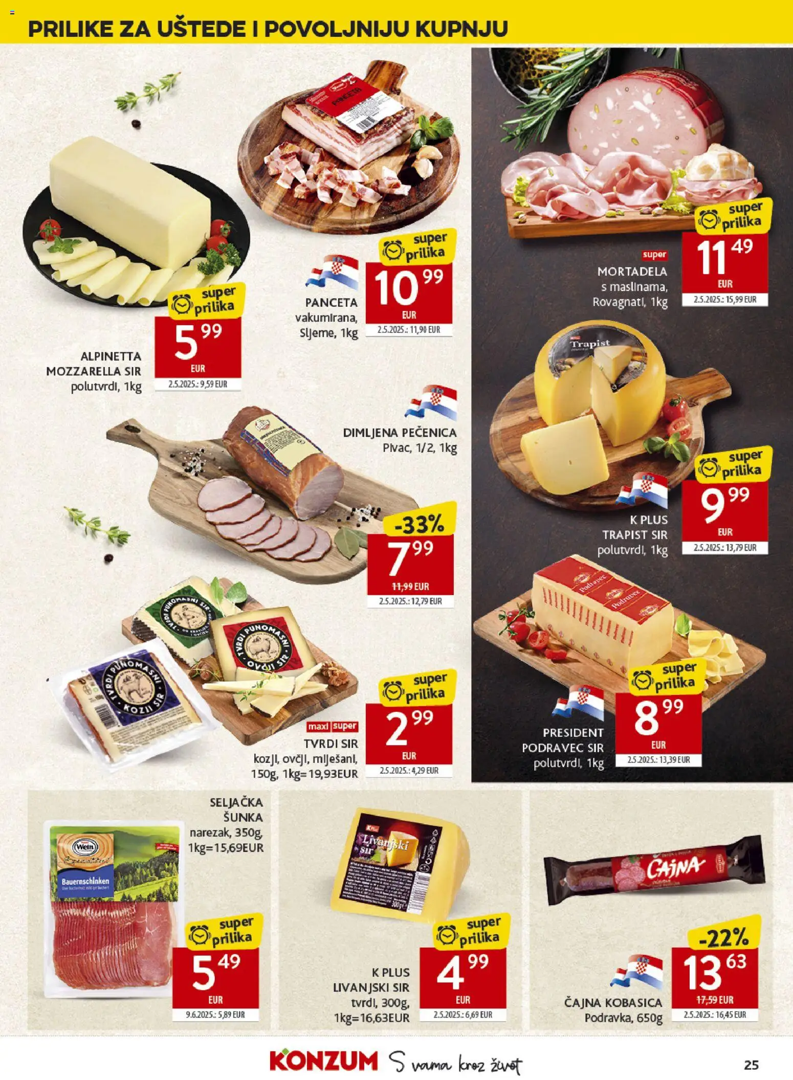 Konzum HR akciós ujság - amely érvényes a következő dátumtól: 03.06.2026 | Oldal: 25 | Termékek: Mozzarella